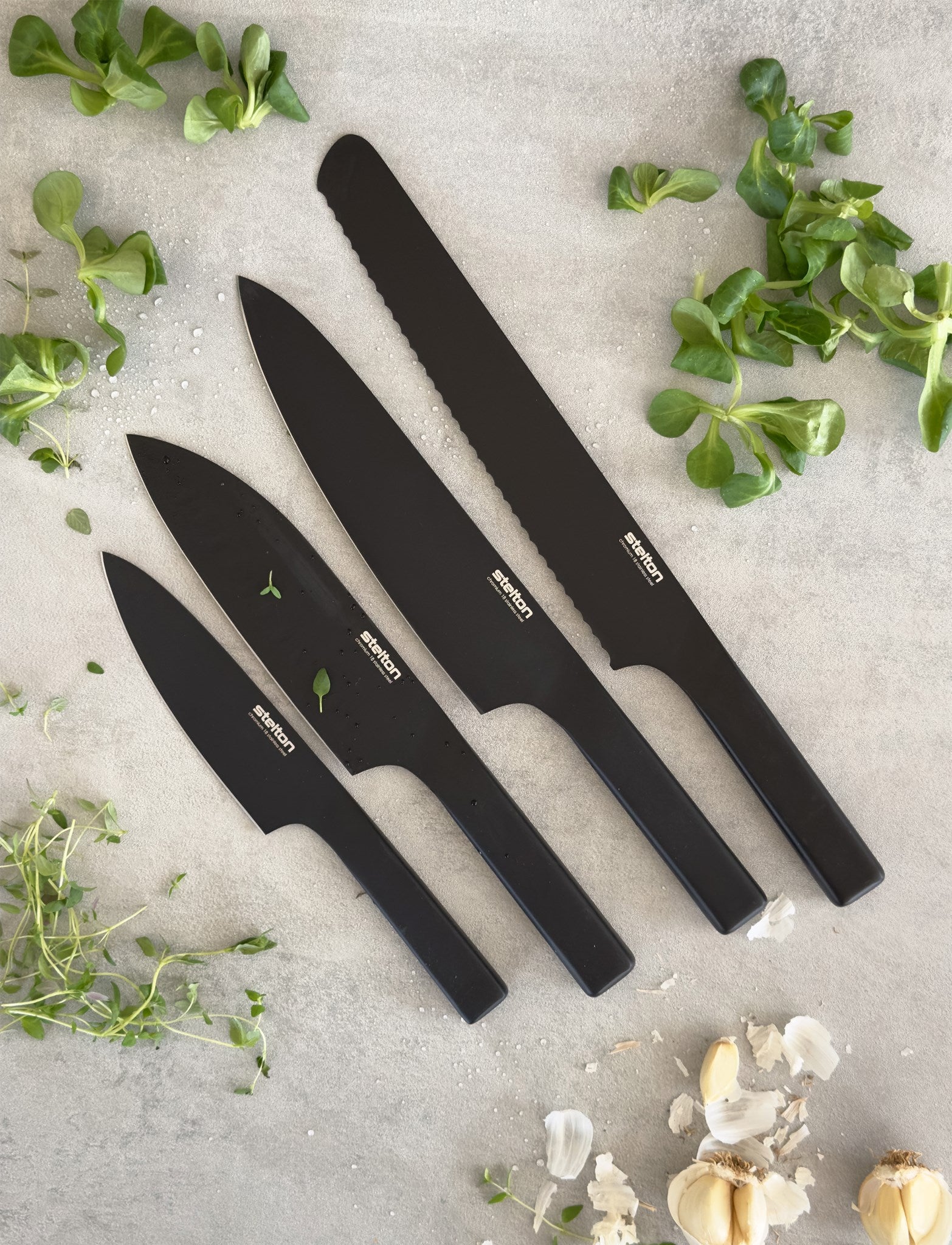 Stelton Pure Black set 4 couteaux cuisine noir