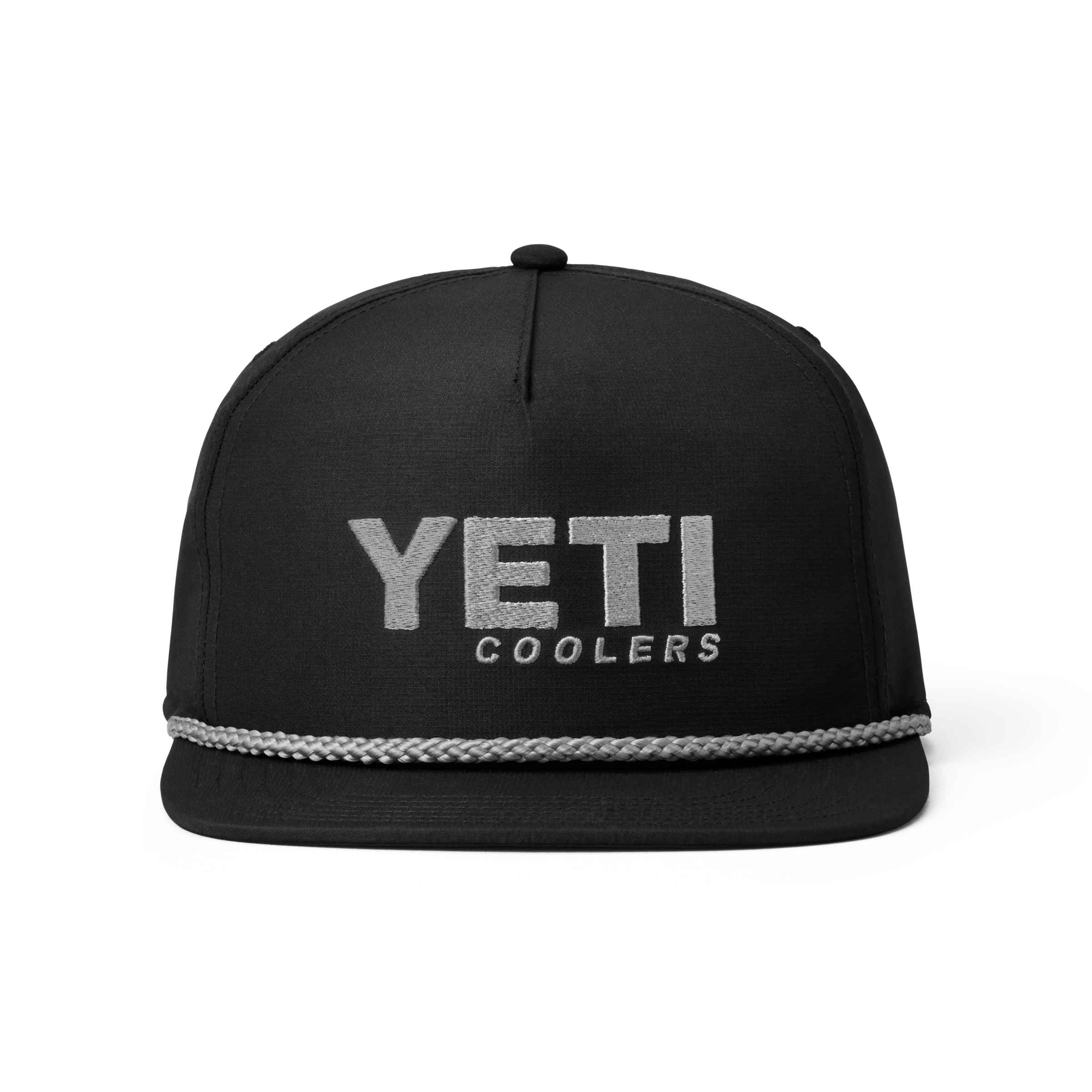 YETI Flat Brim Rope Hat casquette noire snapback filet recyclé