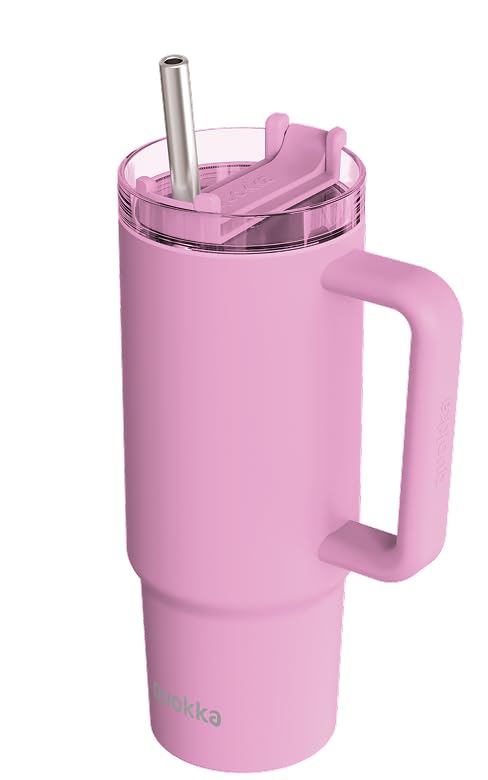 QUOKKA STREAM BLOSSOM PINK tasse isotherme 950 ml inox paille