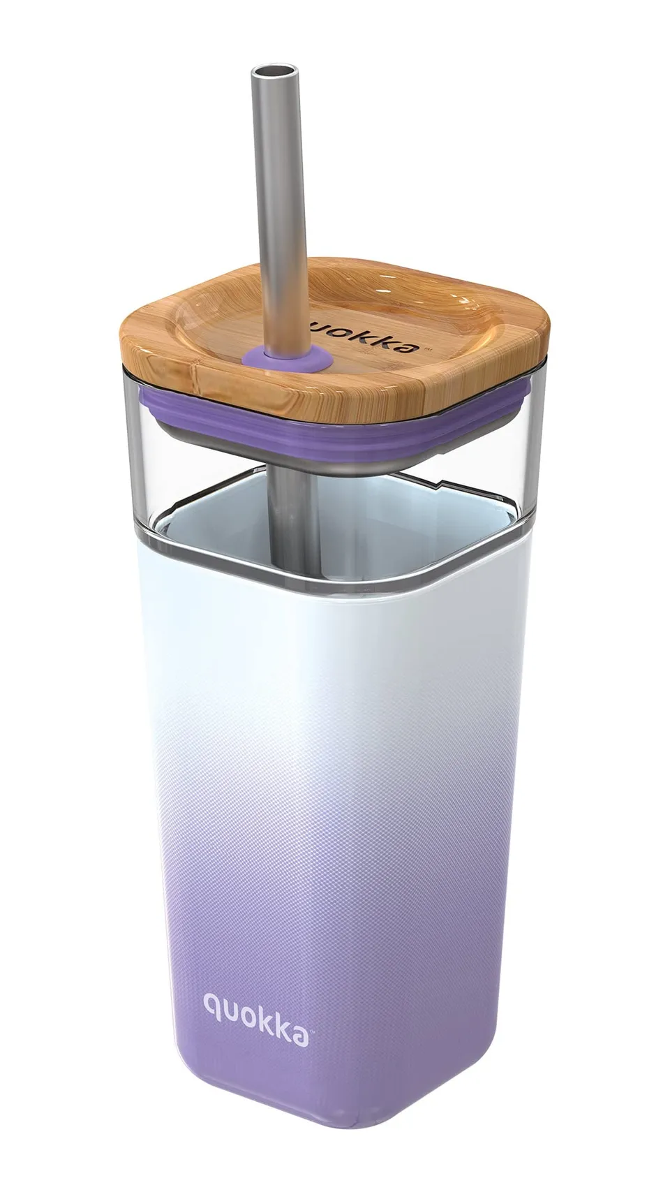 Quokka Liquid Cube verre avec paille Lilac Gradient 540 ml