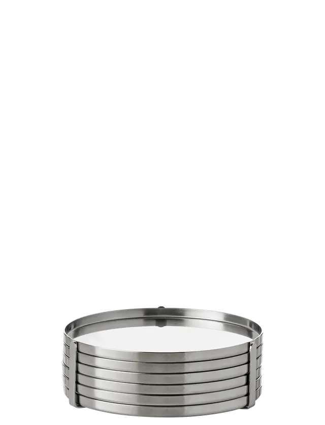Stelton Cylinda dessous-verre Ø 8,5 cm inox lot 6 Arne