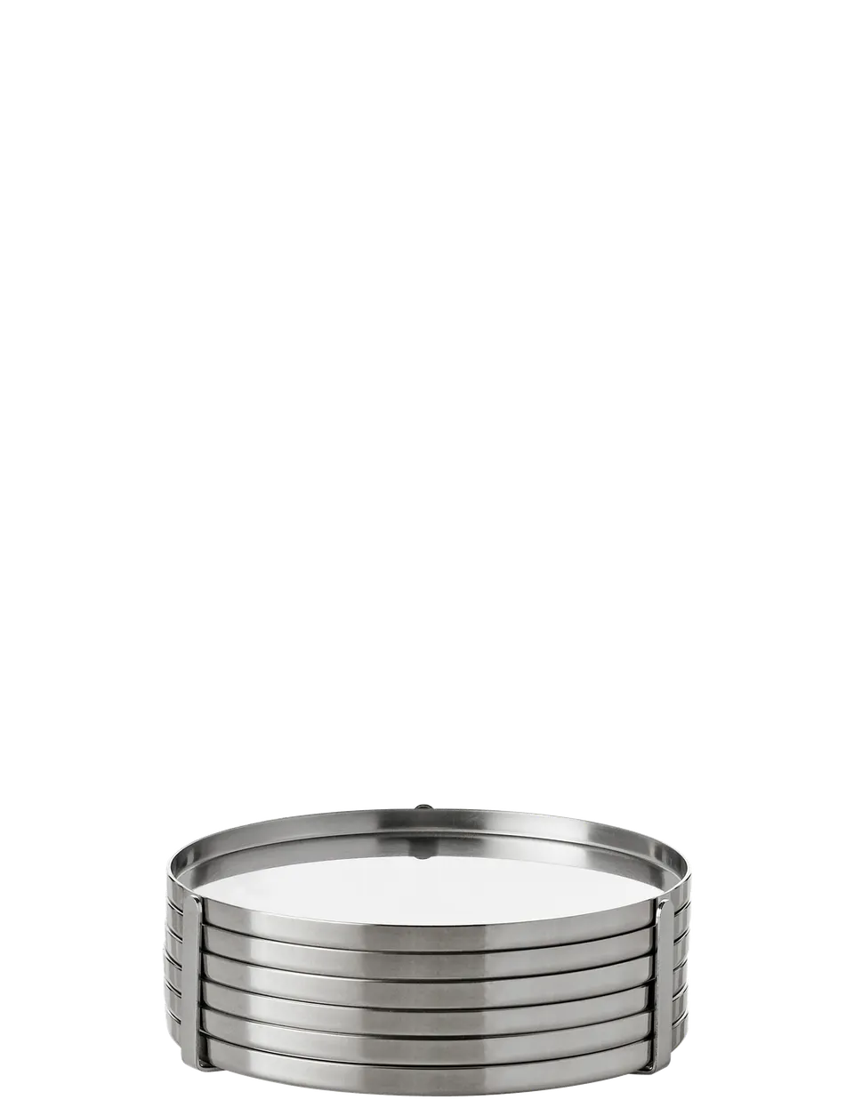 Stelton Cylinda dessous-verre Ø 8,5 cm inox lot 6 Arne