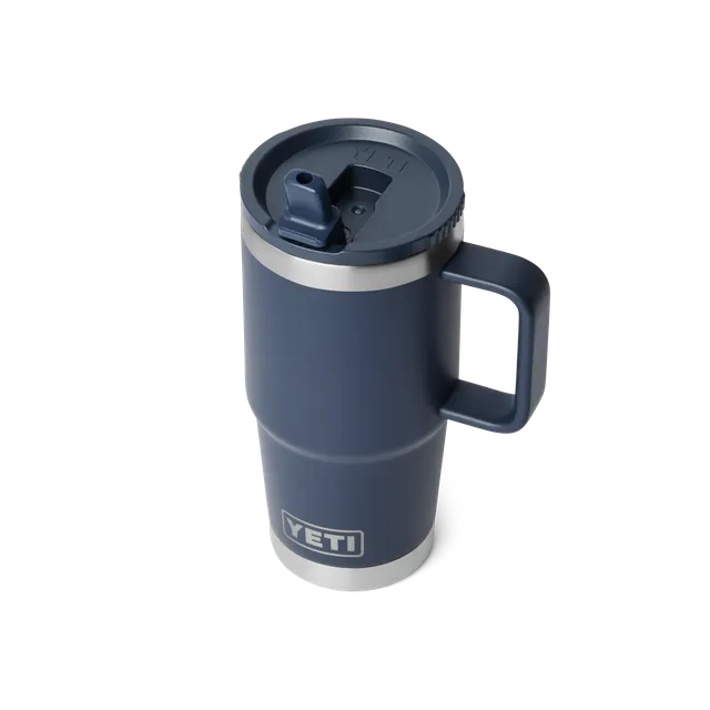 YETI Rambler 20 oz (591 ml) mug isotherme paille bleu