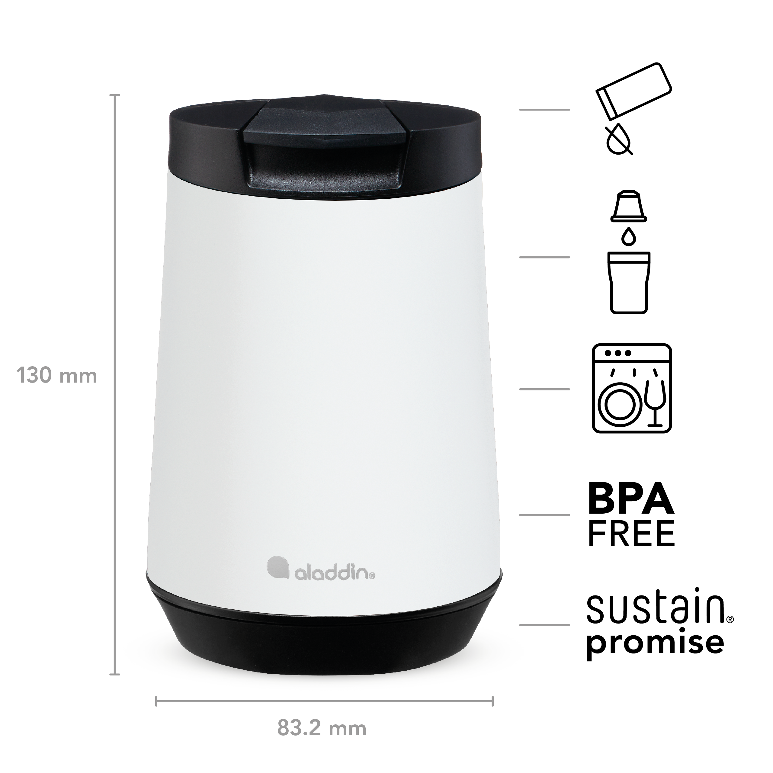 Aladdin Espresso mug isotherme 250 ml noir inox