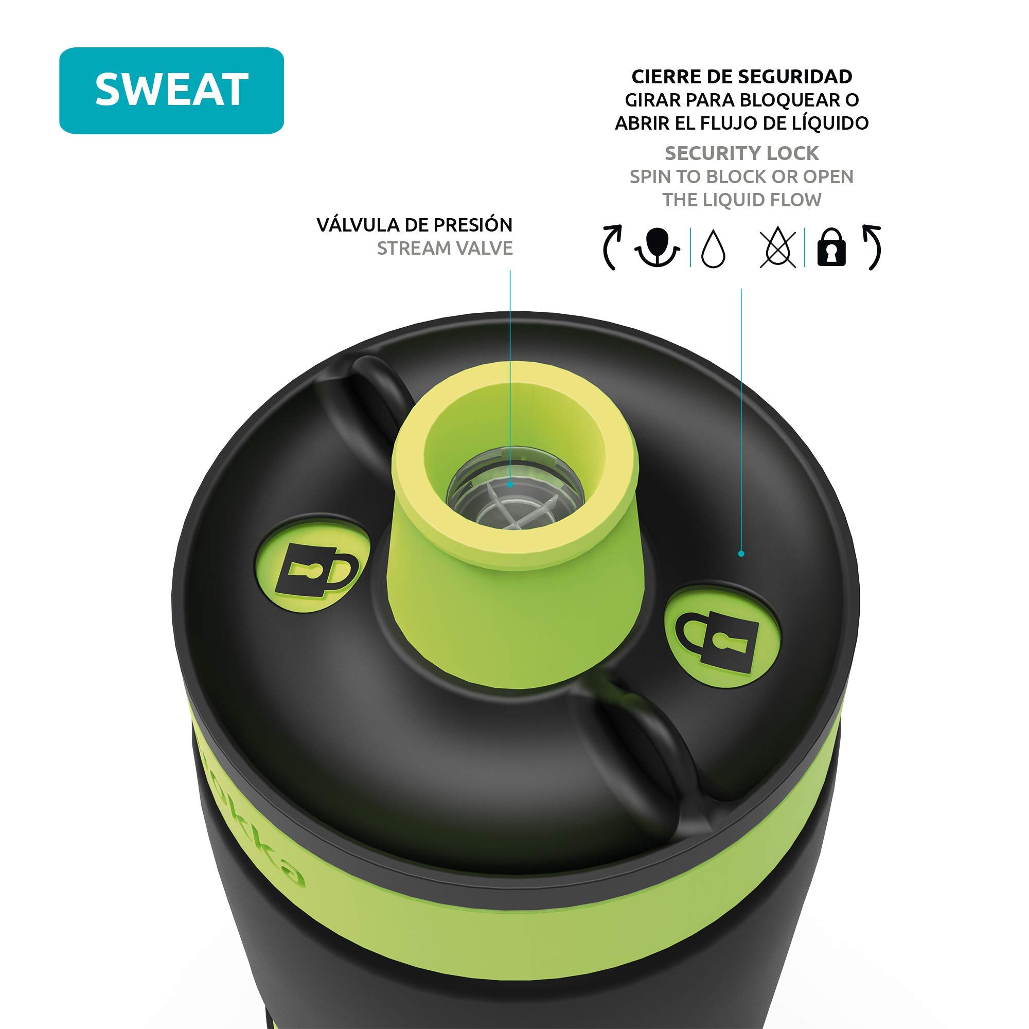 Quokka Sweat bidon sport 680 ml Black Lime sans BPA