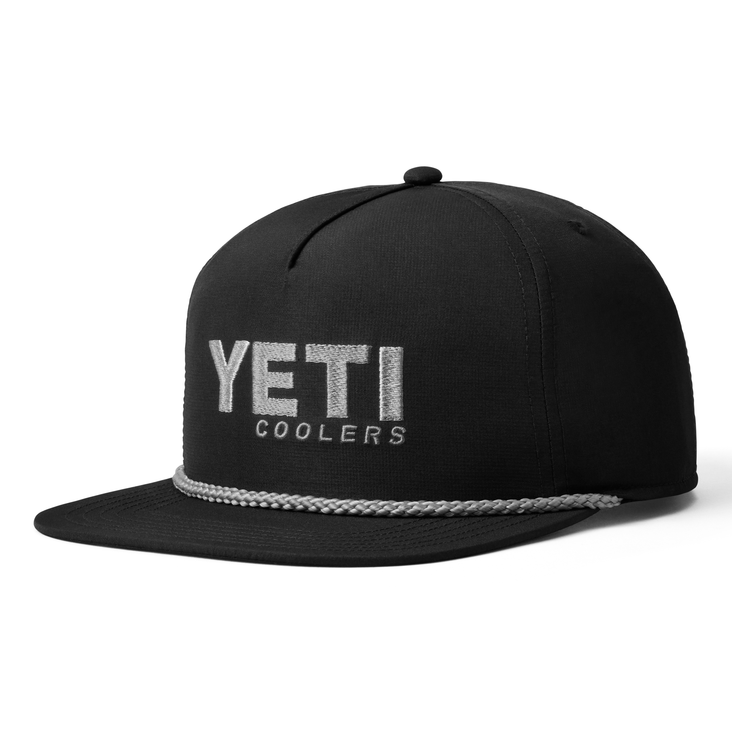 YETI Flat Brim Rope Hat casquette noire snapback filet recyclé