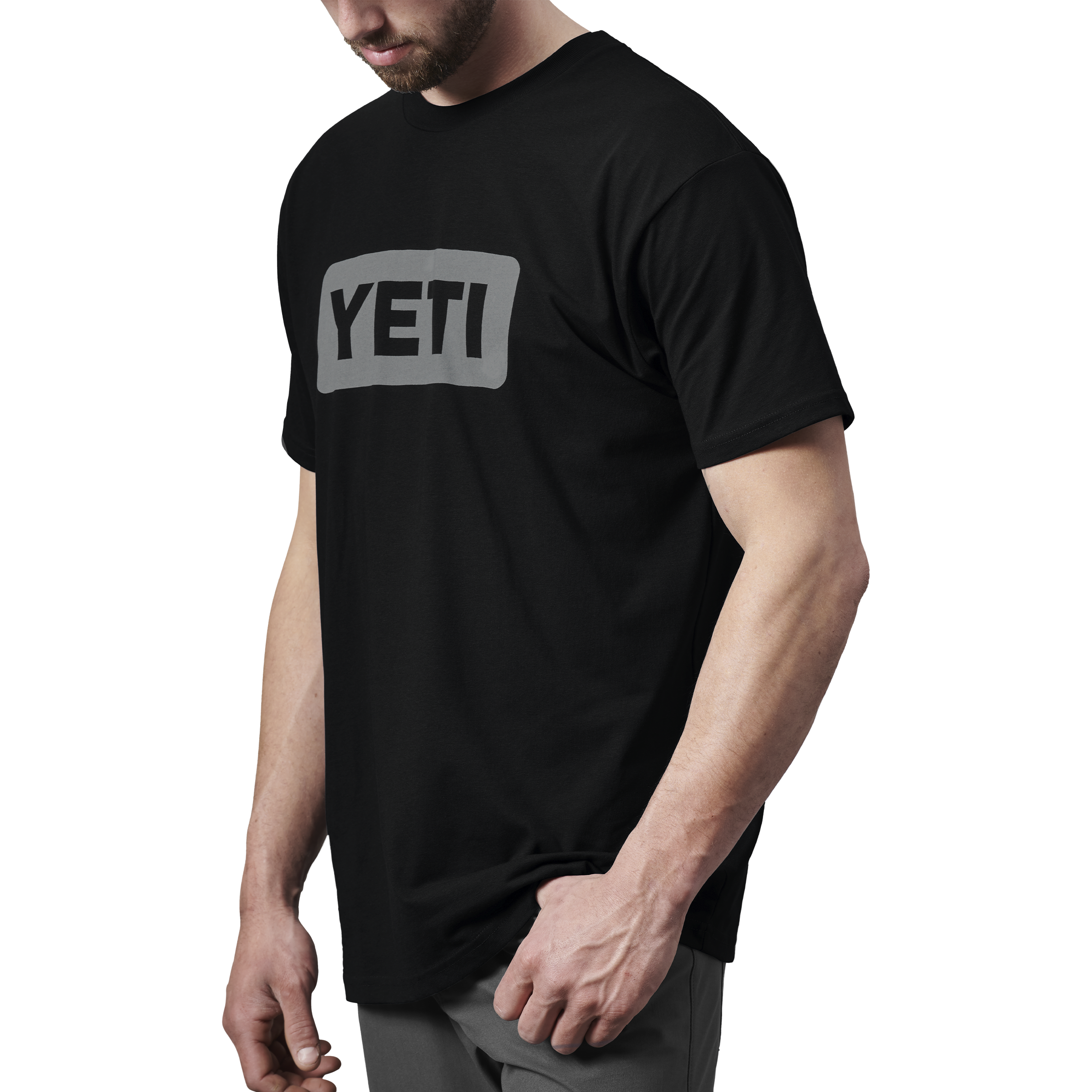 YETI Logo Badge T-shirt Manches Courtes Noir-Gris Coton