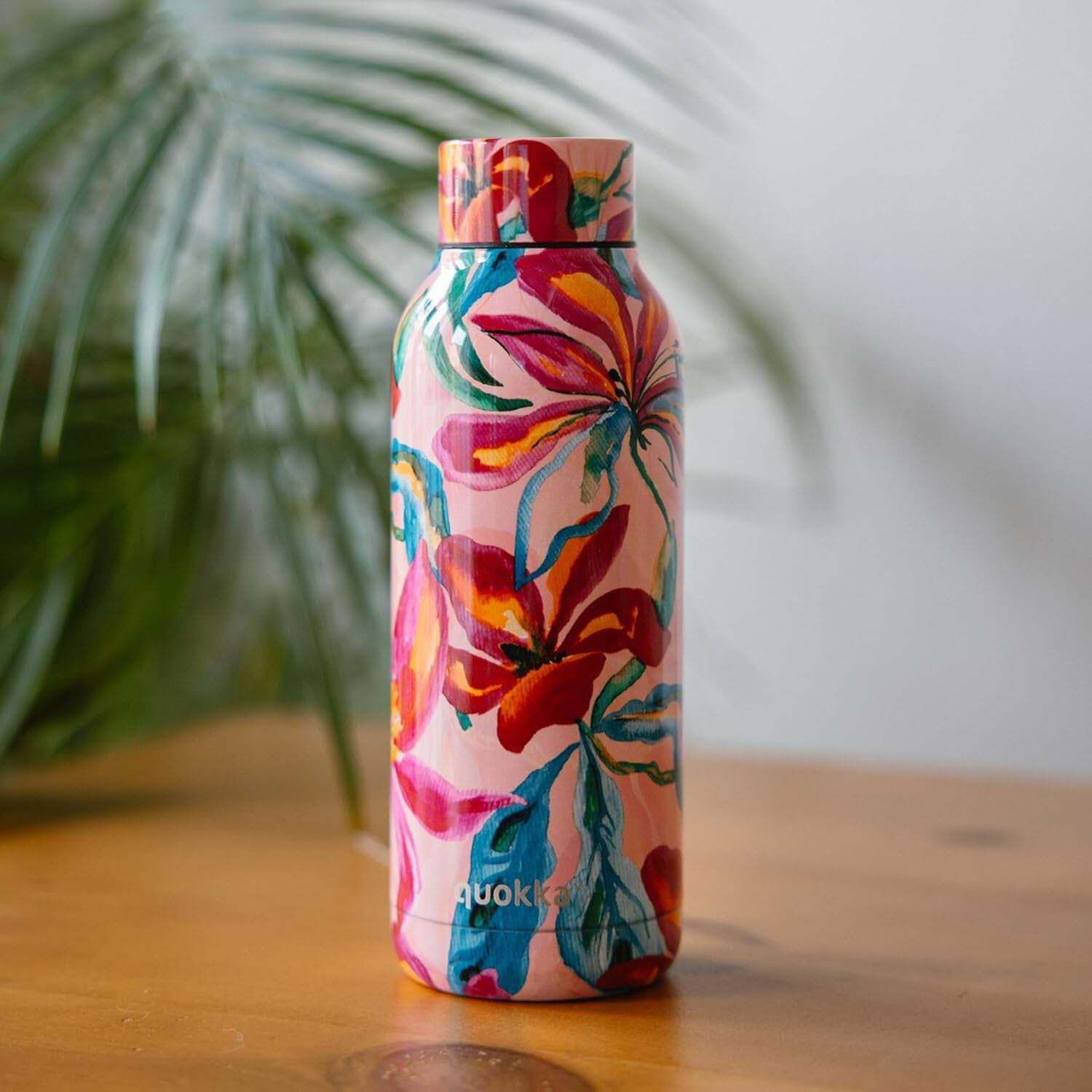 Quokka Solid Tropical Bloom bouteille isotherme 510 ml inox