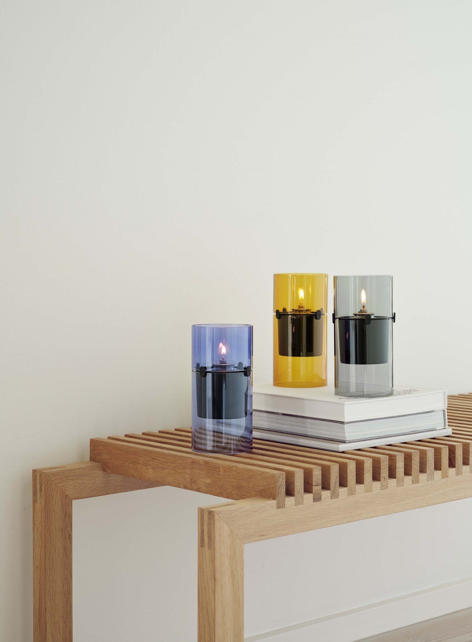 Stelton Lucie photophore verre coloré intérieur extérieur