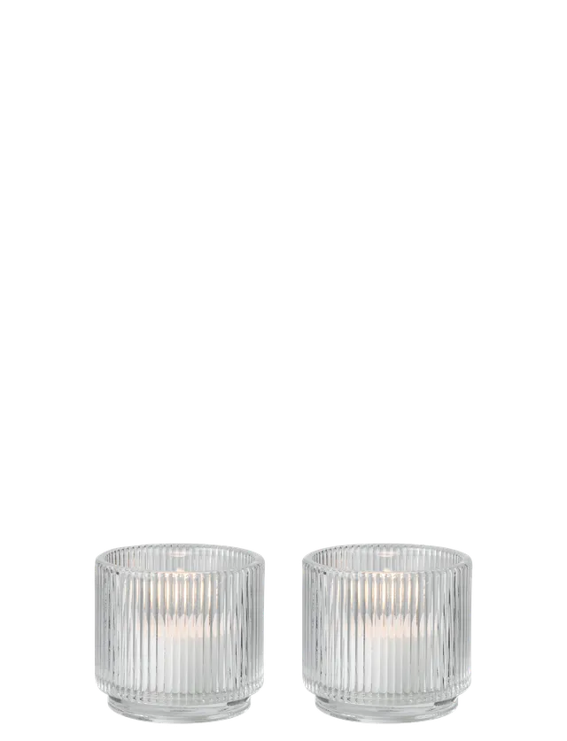 Stelton Pilastro photophore verre 6,5 cm lot de 2 strié