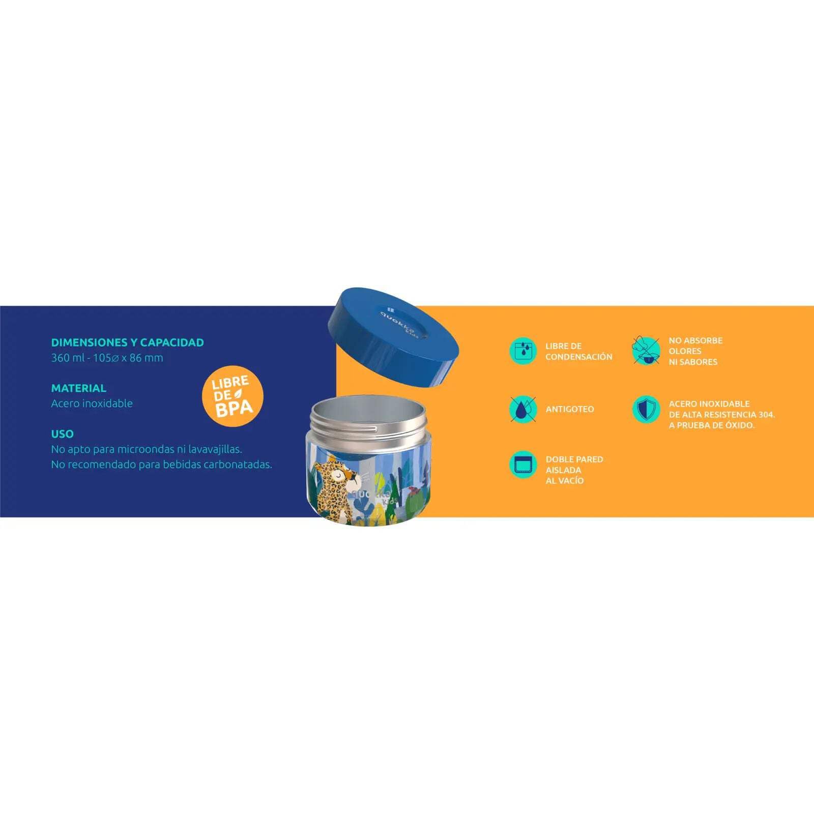 Quokka Whim boîte isotherme inox Jungle 369 ml