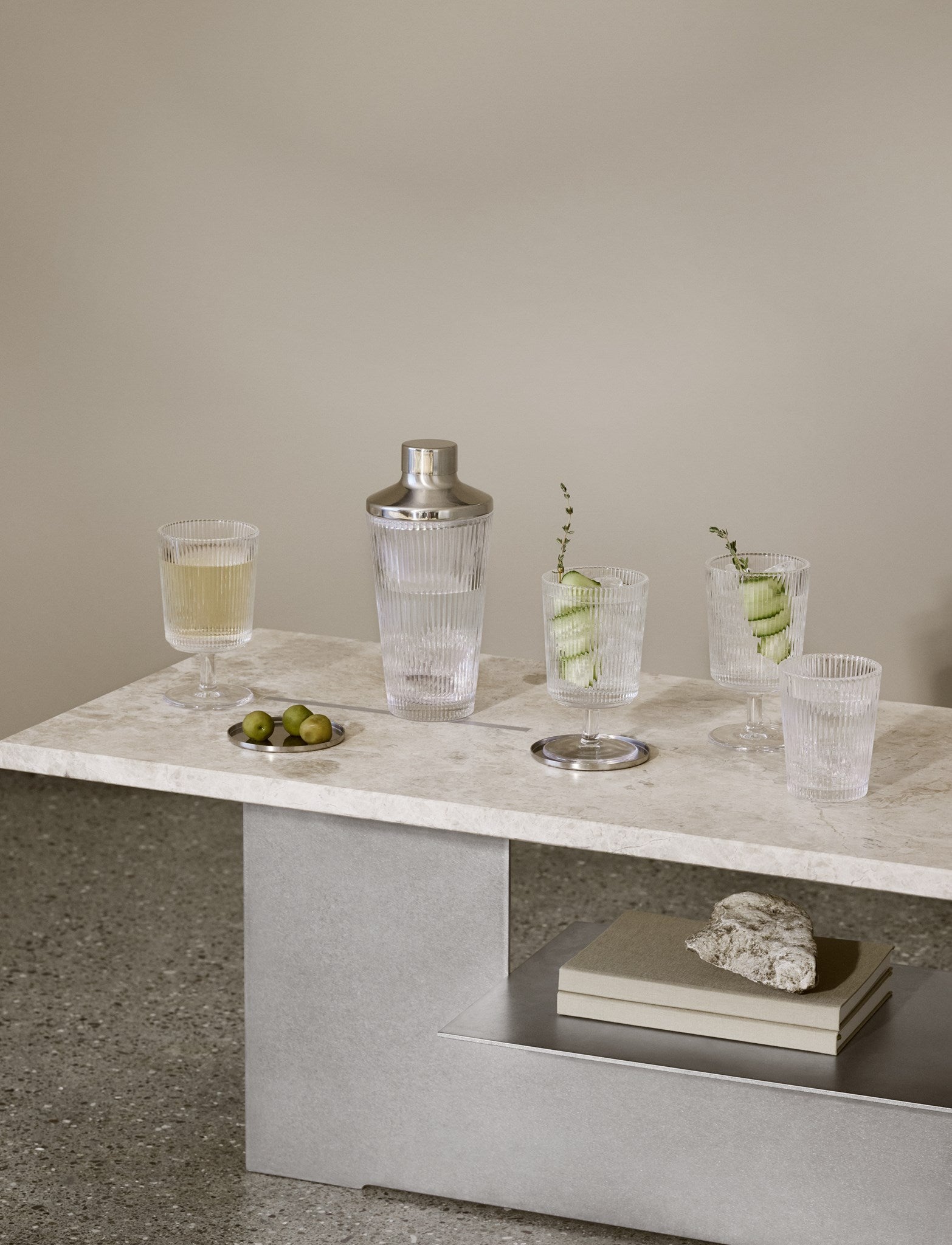 Stelton Pilastro verres à vin 0,18 L lot de 4 striés