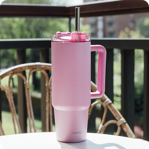 QUOKKA STREAM BLOSSOM PINK tasse isotherme 950 ml inox paille