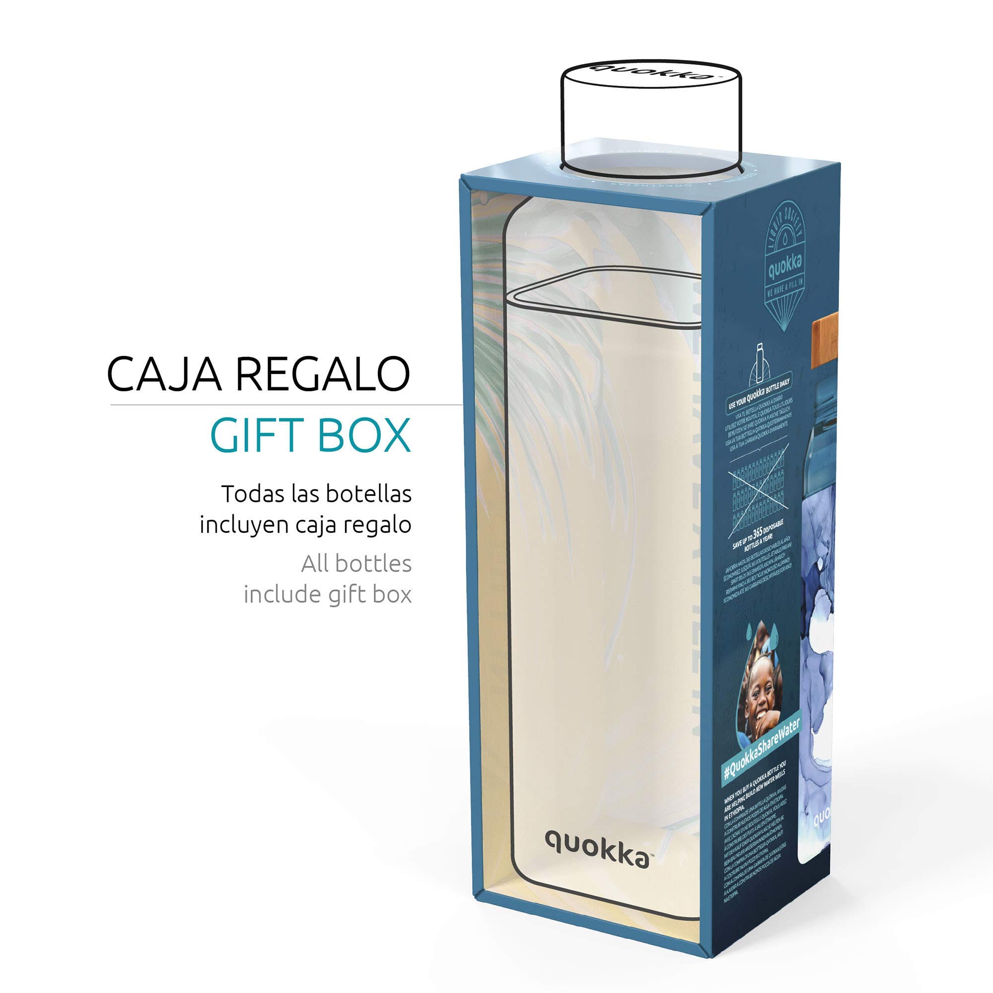 Quokka Storm 700 ml bouteille verre vert bleuté silicone