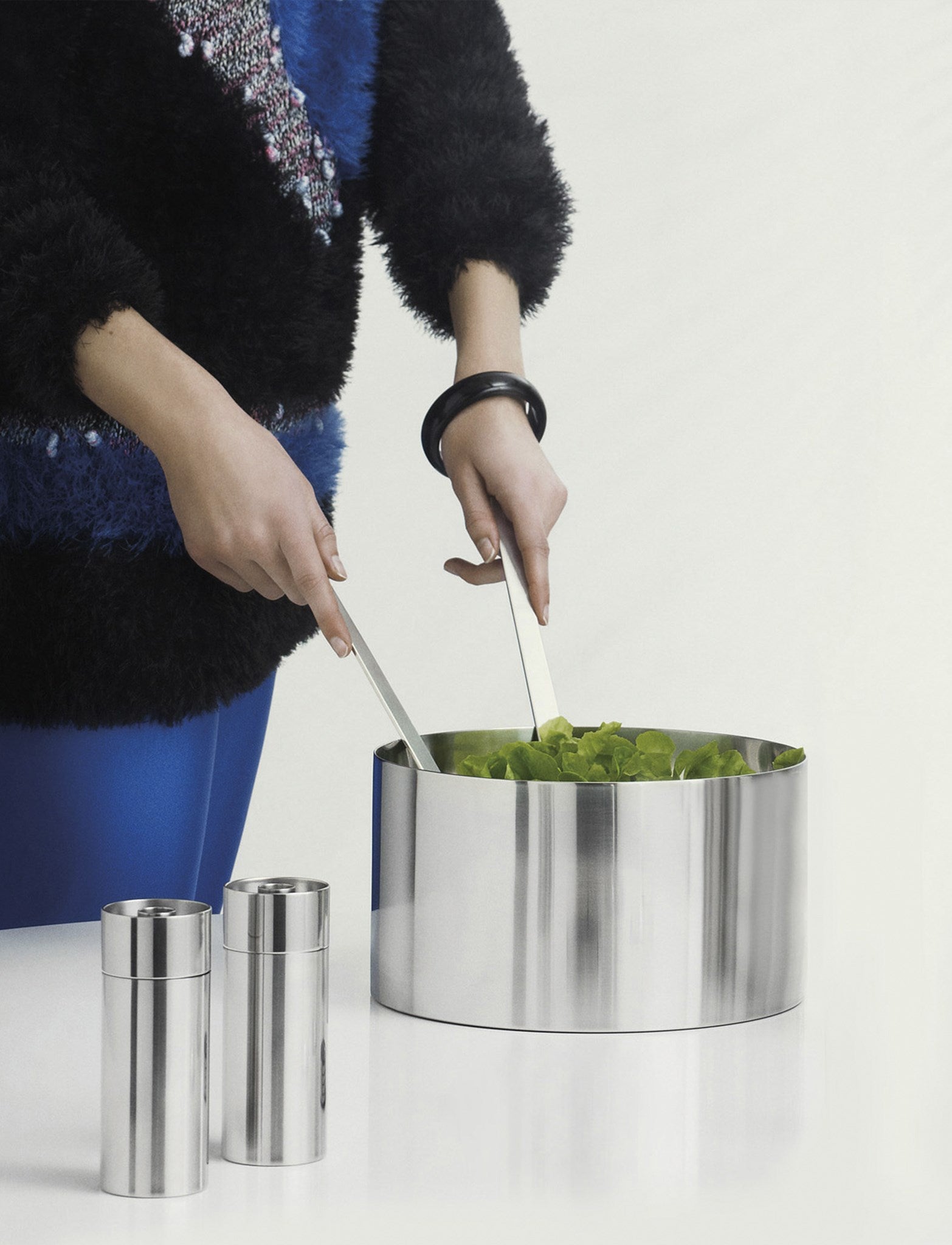 Stelton Cylinda-line Arne Jacobsen couverts salade inox