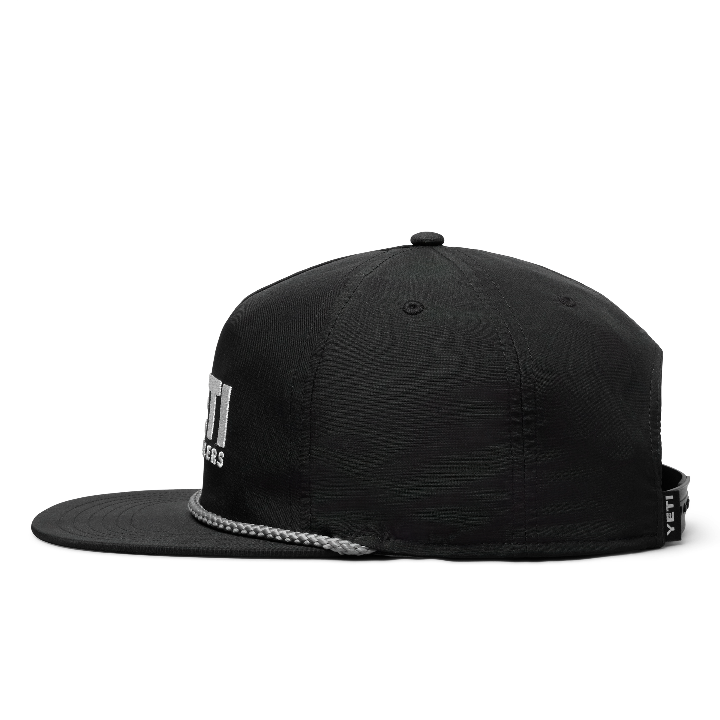 YETI Flat Brim Rope Hat casquette noire snapback filet recyclé