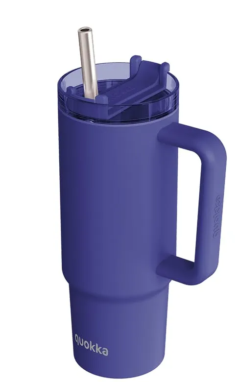 QUOKKA STREAM DUSK BLUE tasse isotherme 950 ml inox paille