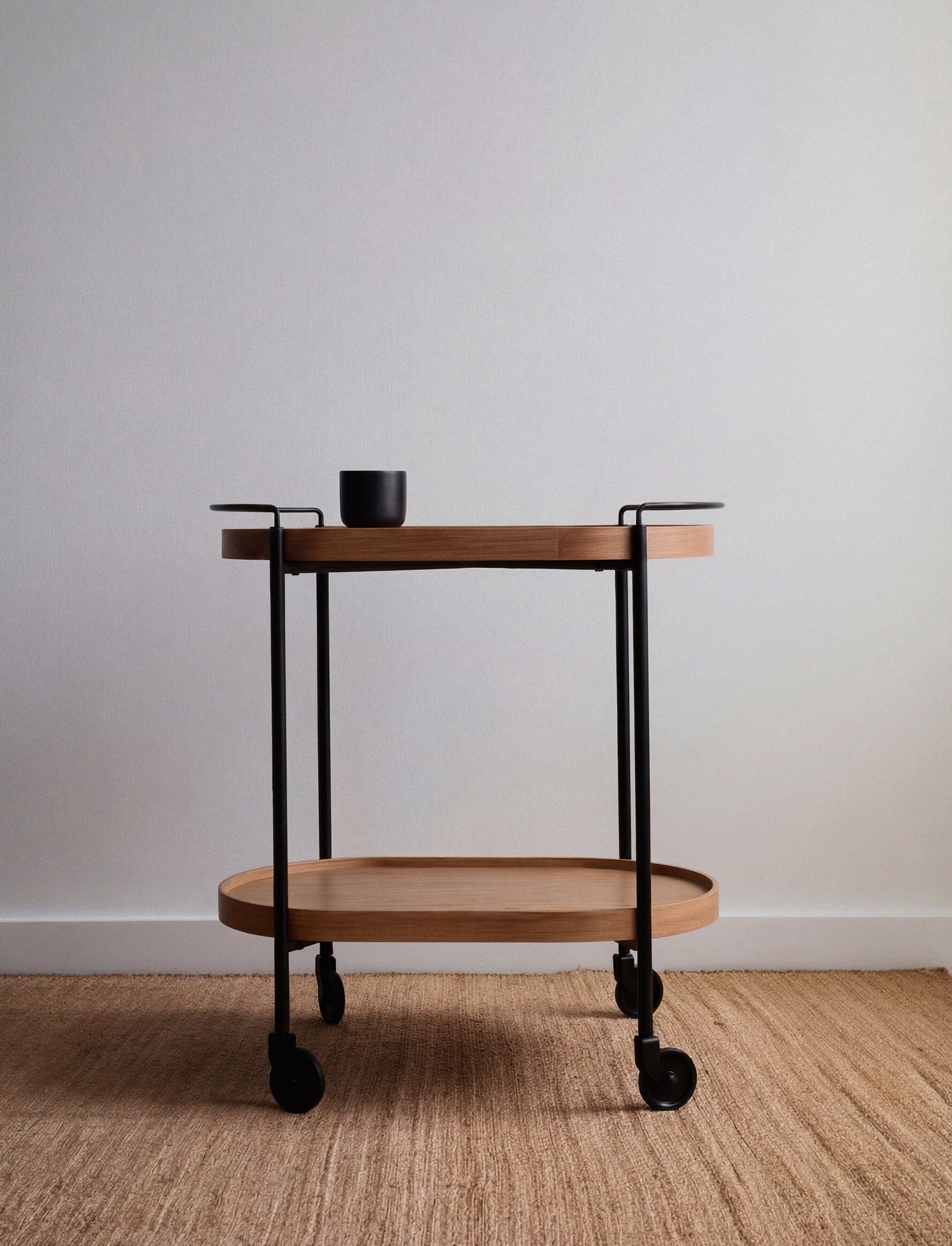 Stelton Hem desserte 65 cm chêne 2 plateaux roulettes
