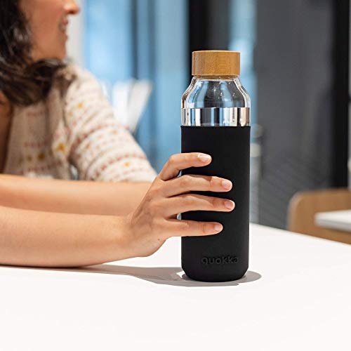 Quokka Flow Black gourde verre 660 ml bambou