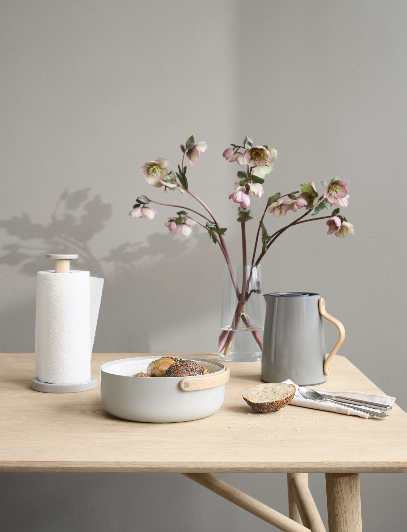 Stelton Emma porte essuie-tout grès et hêtre