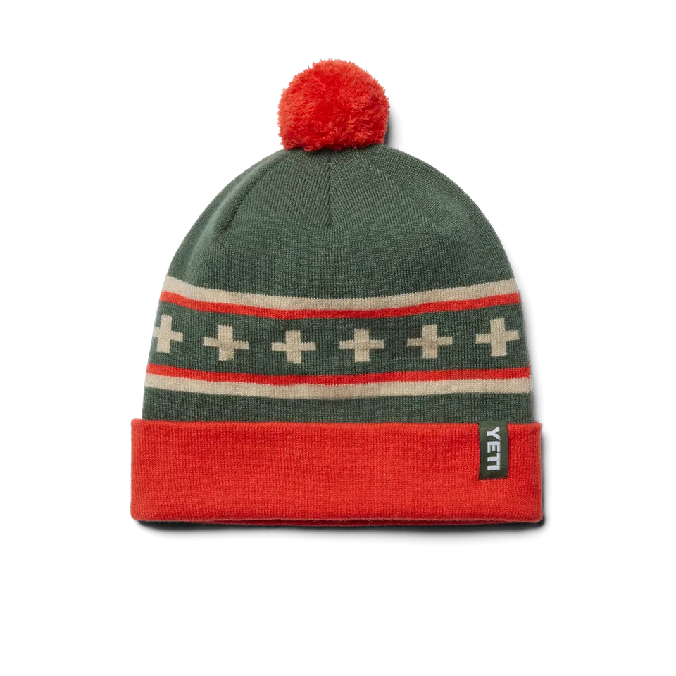 YETI Pom Beanie bonnet à pompon vert orange
