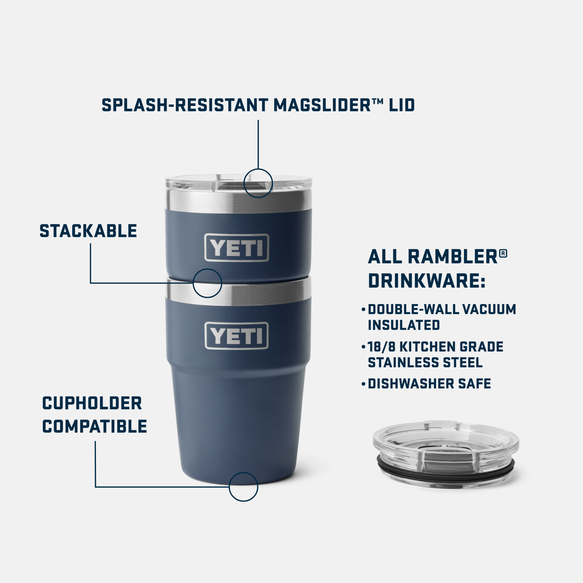 YETI Rambler 16 oz Stackable Cup isotherme noir 473 ml