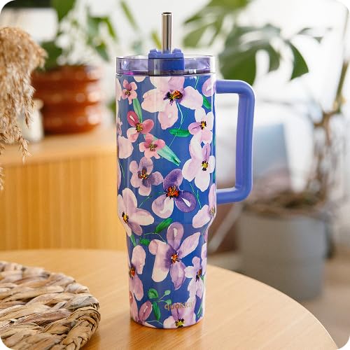 Quokka Stream Mug Isotherme Fleurs XL 1200 ml Inox