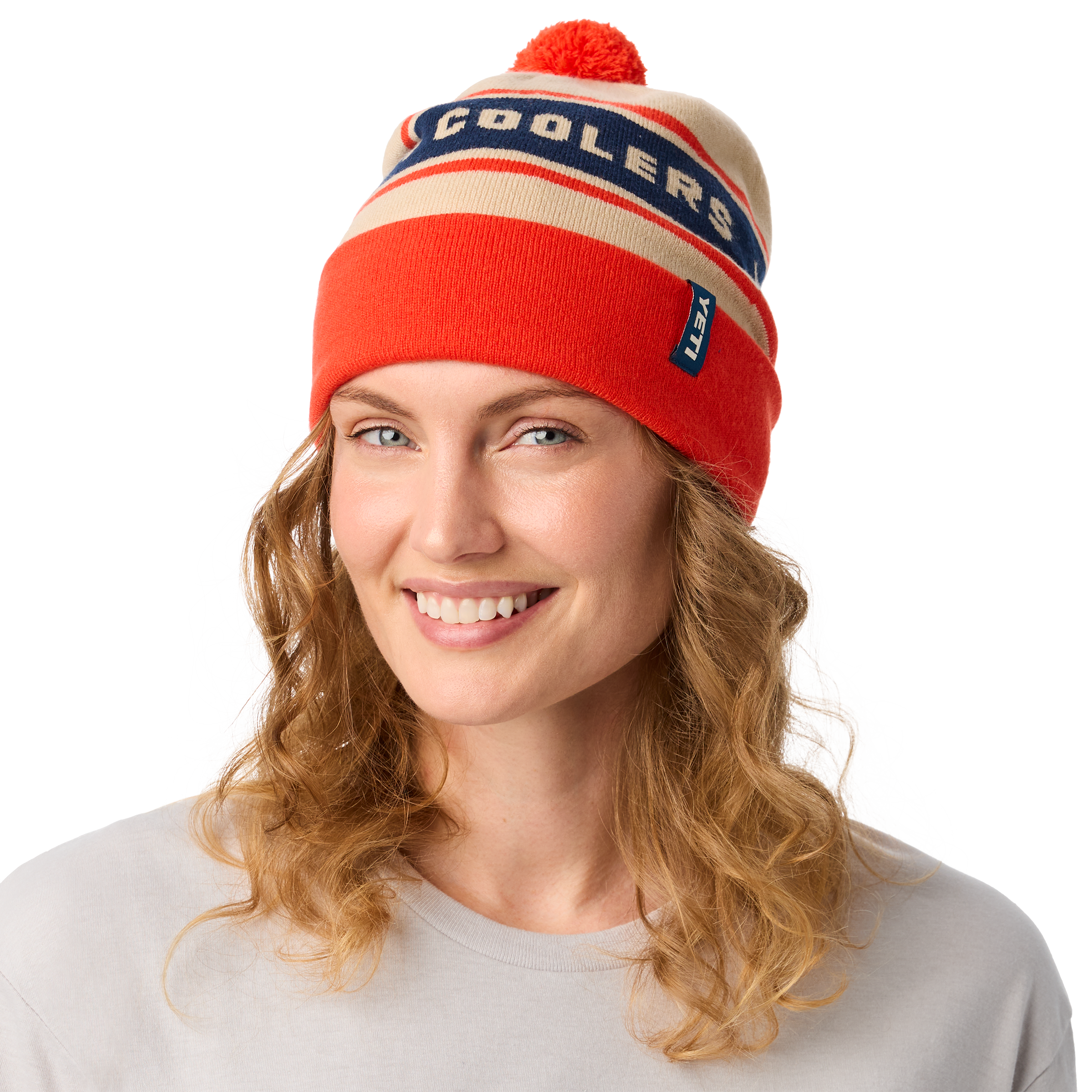 YETI Coolers bonnet pompon blanc orange taille unique