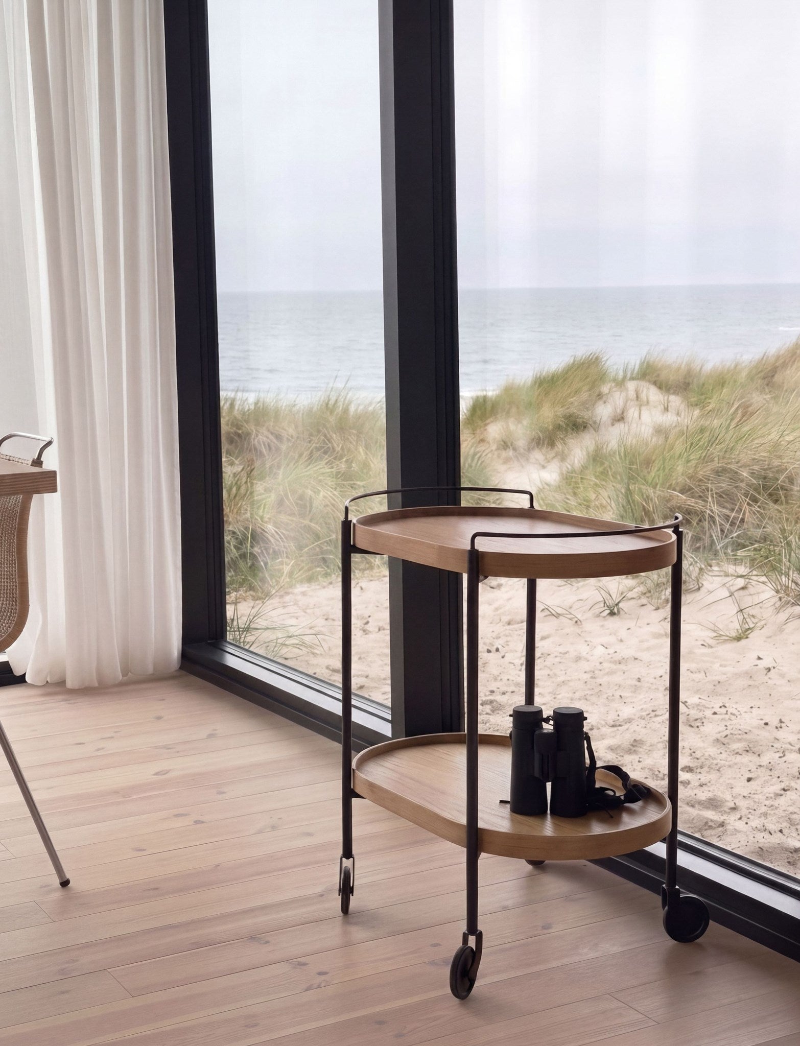 Stelton Hem desserte 65 cm chêne 2 plateaux roulettes