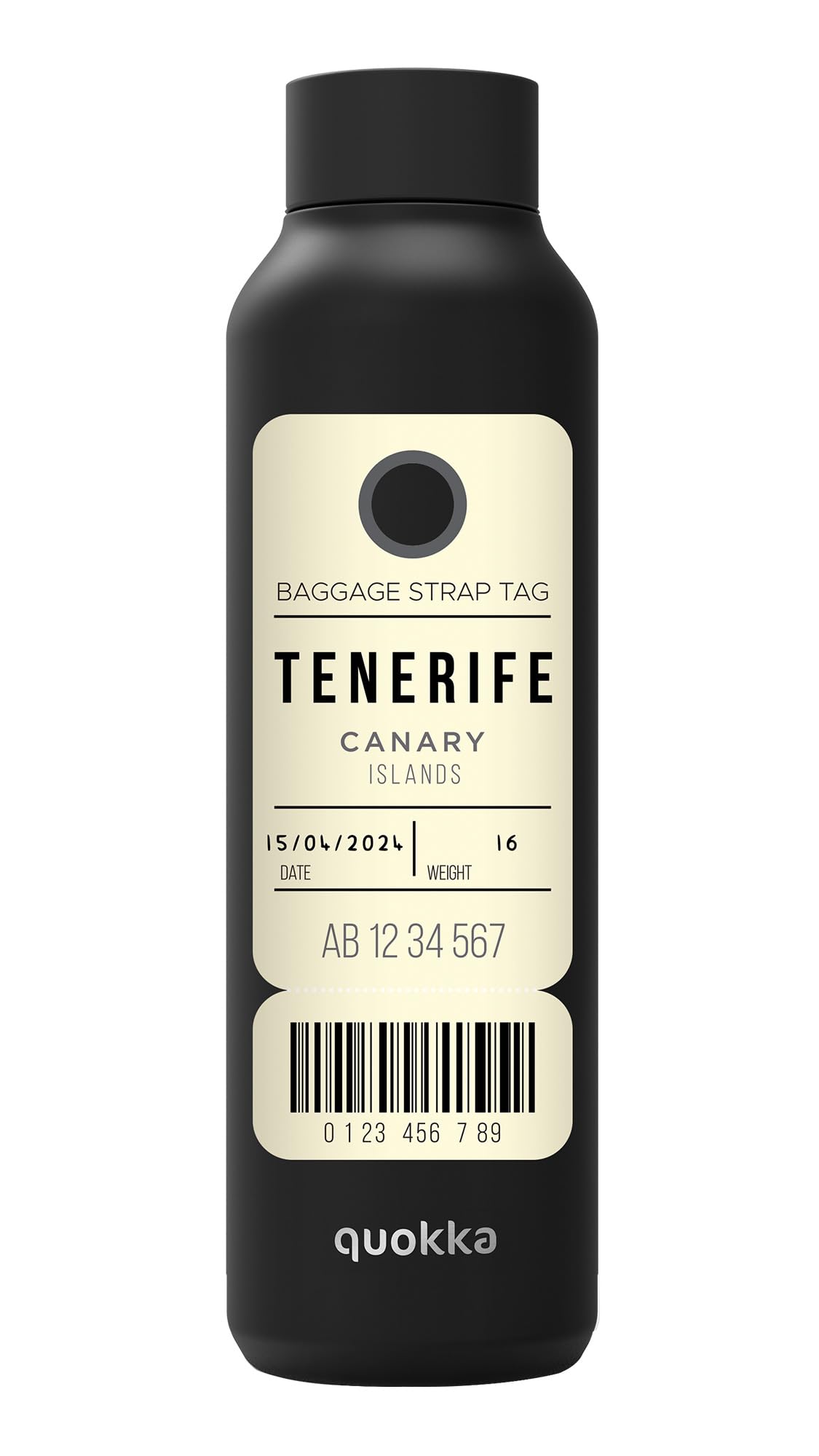 Quokka Solid Sevilla Jet Noir bouteille isotherme 510 ml