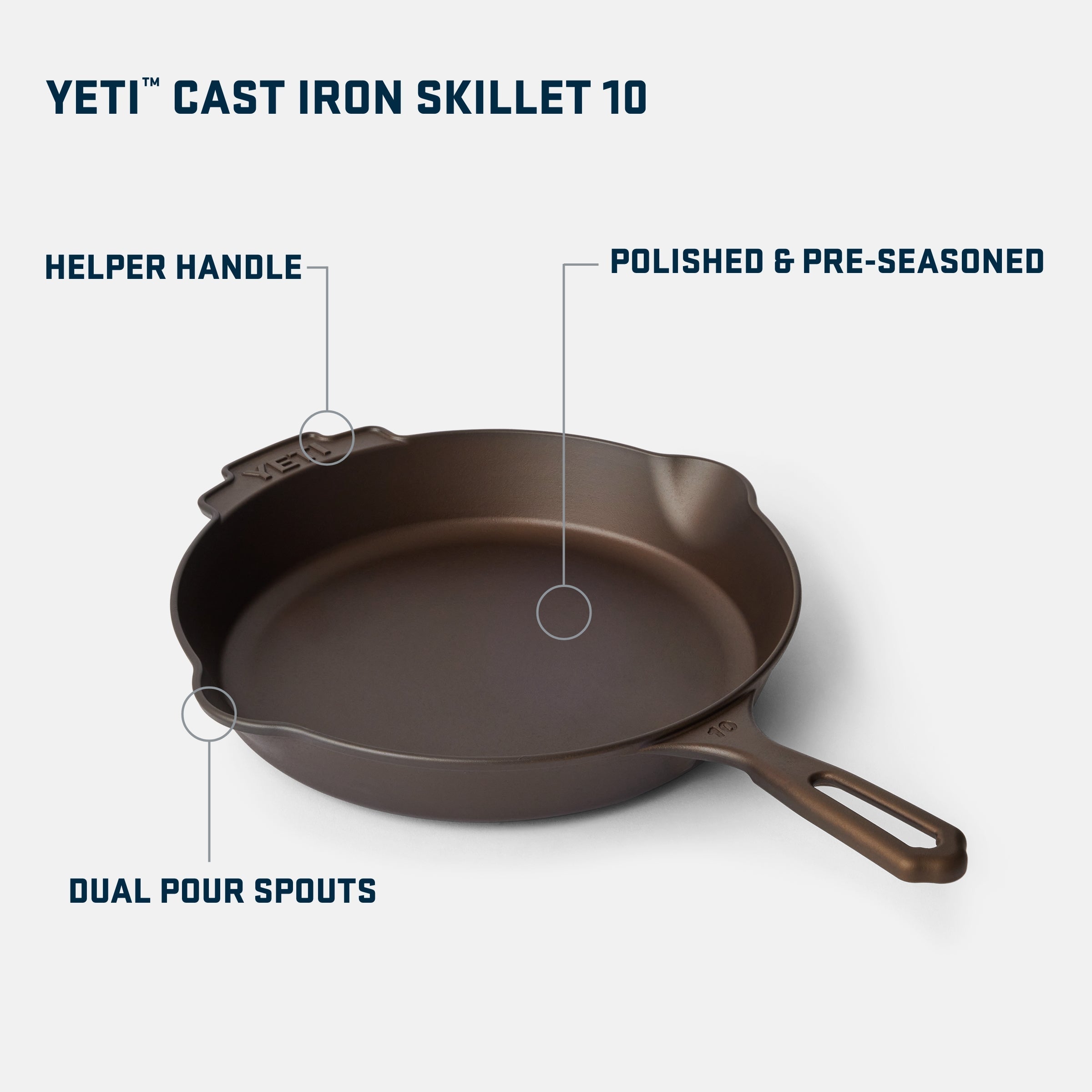 YETI 10 poêle fonte Skillet Cast Iron pré-culottée duo