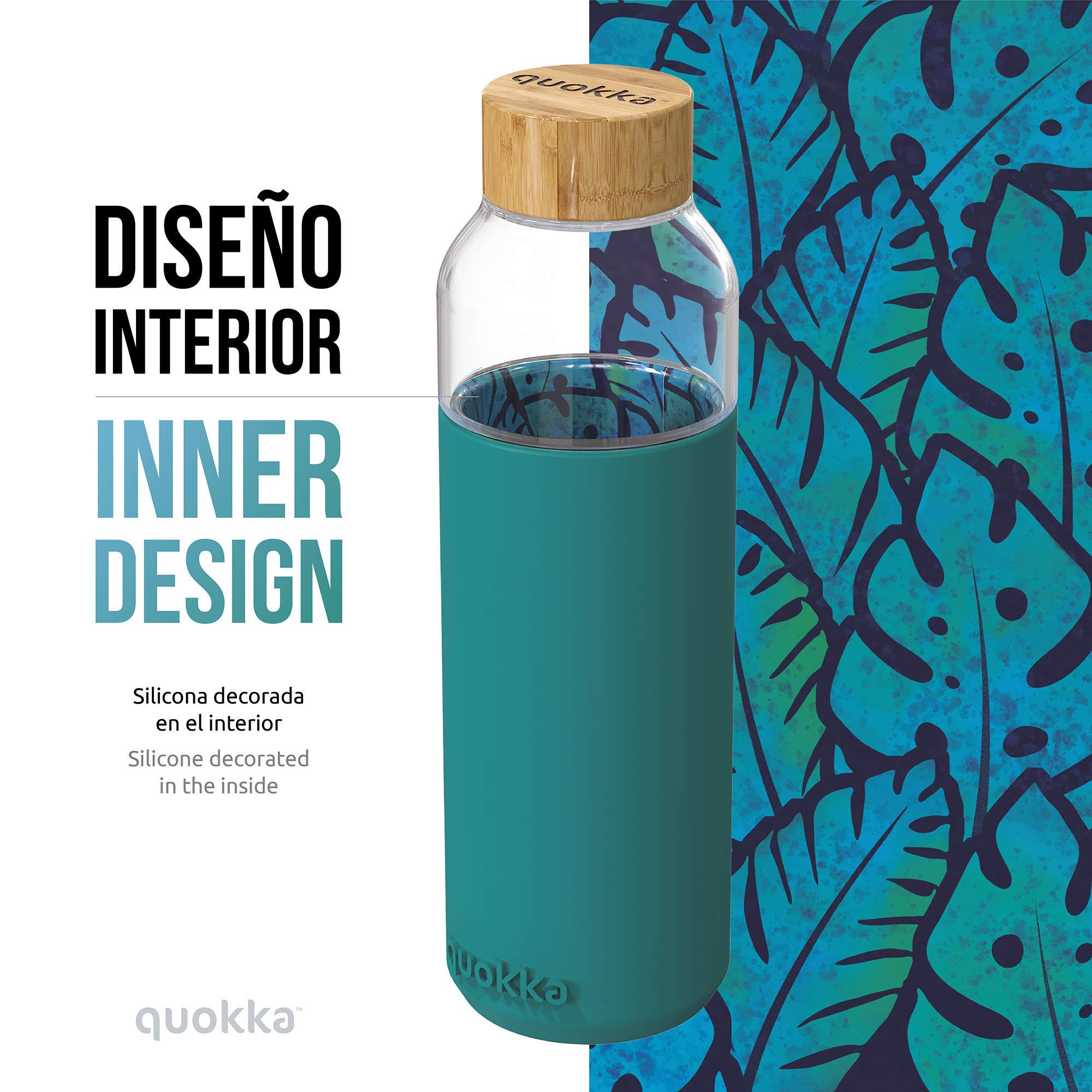 Quokka Flow bouteille verre 660 ml Palm Leaves émeraude
