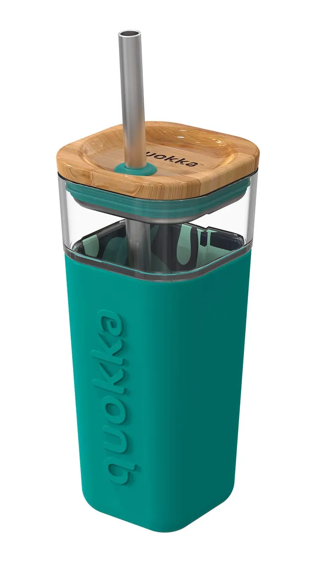 Quokka Liquid Cube verre avec paille Tropical Flow 540 ml