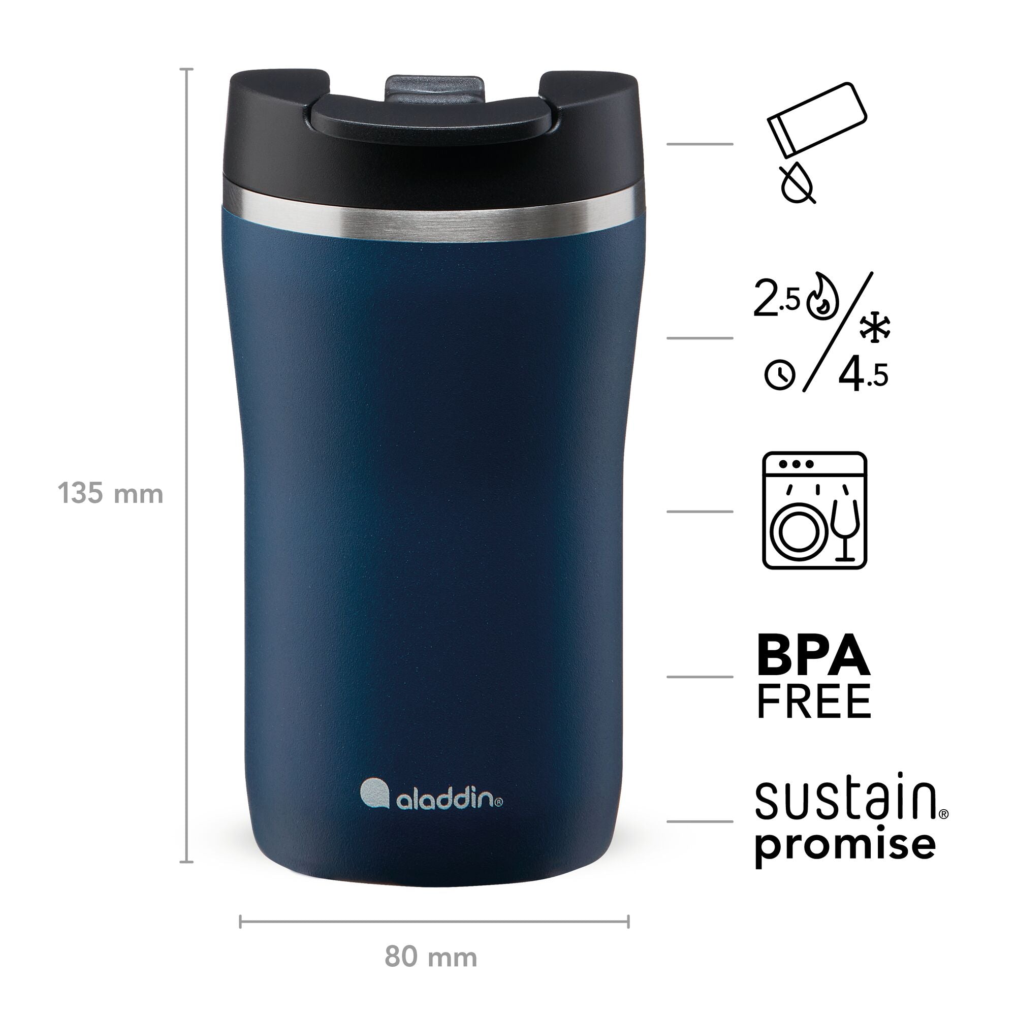 Aladdin Café Thermavac Leak-Lock Mug isotherme 250 ml rouge bordeaux chaud