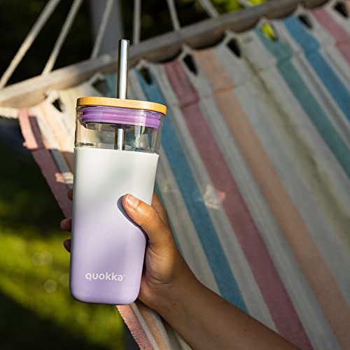 Quokka Liquid Cube verre avec paille Lilac Gradient 540 ml