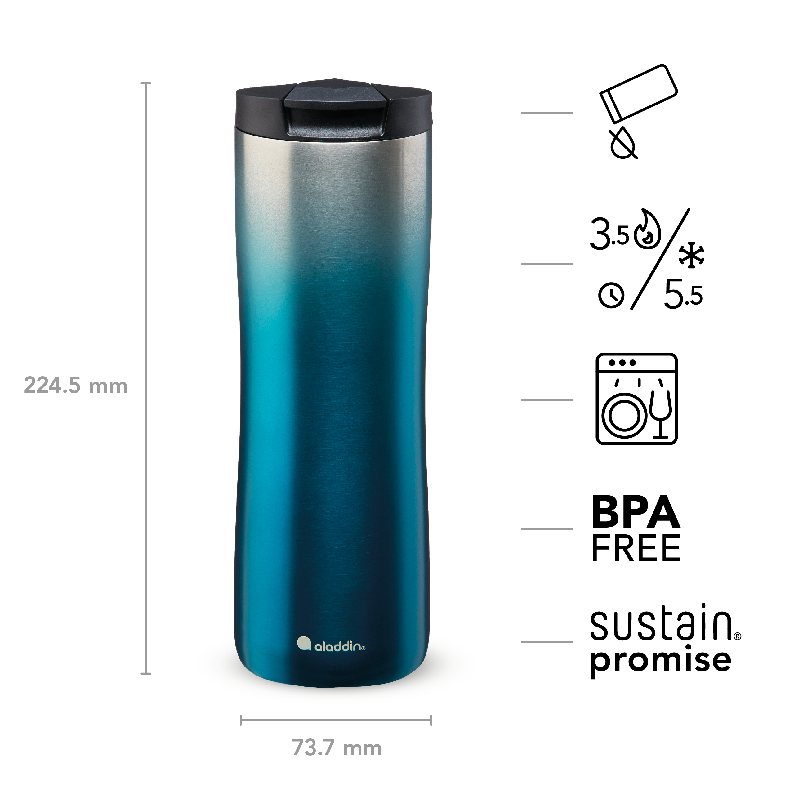Aladdin Urban Thermavac 0.47L mug isotherme Gradient Green