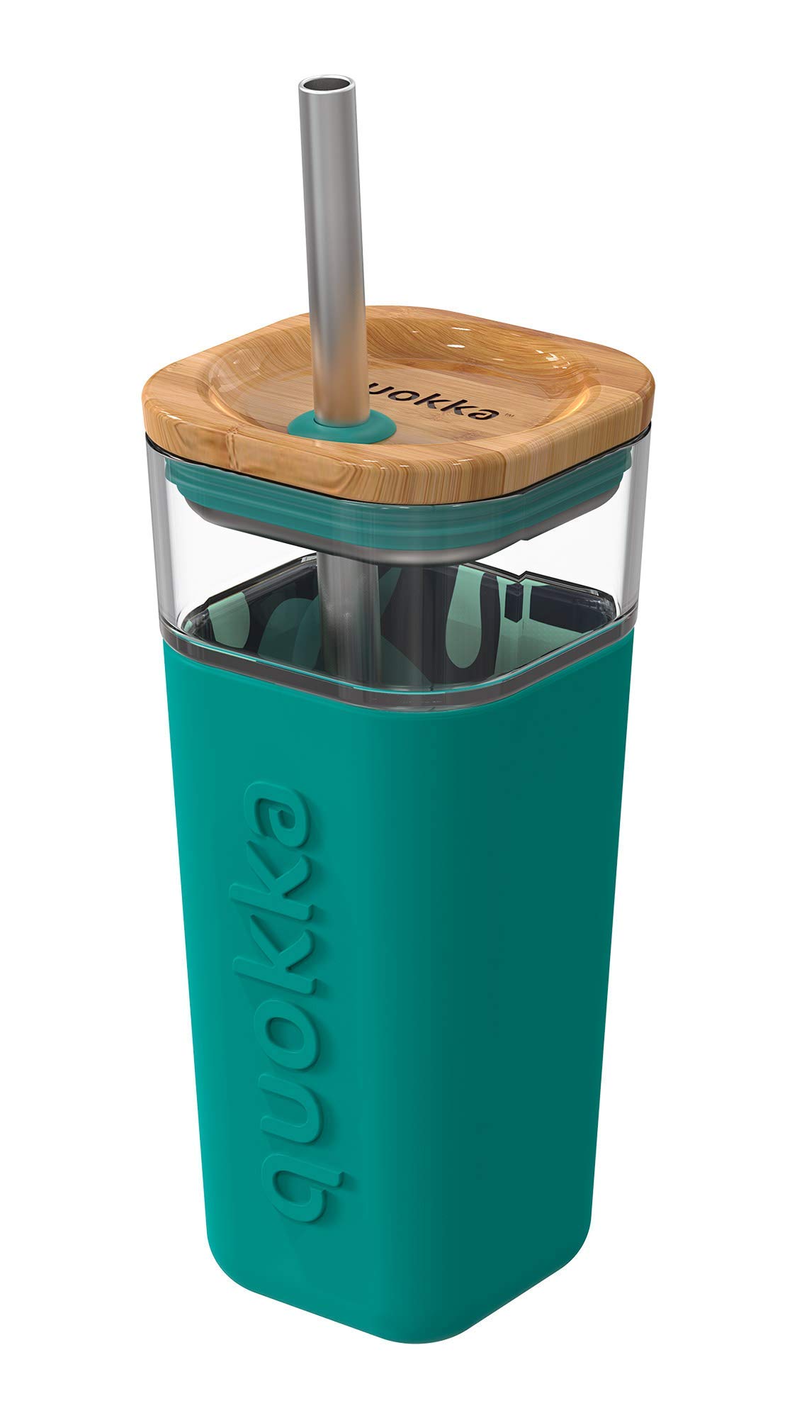 Quokka Liquid Cube verre avec paille Tropical Flow 540 ml
