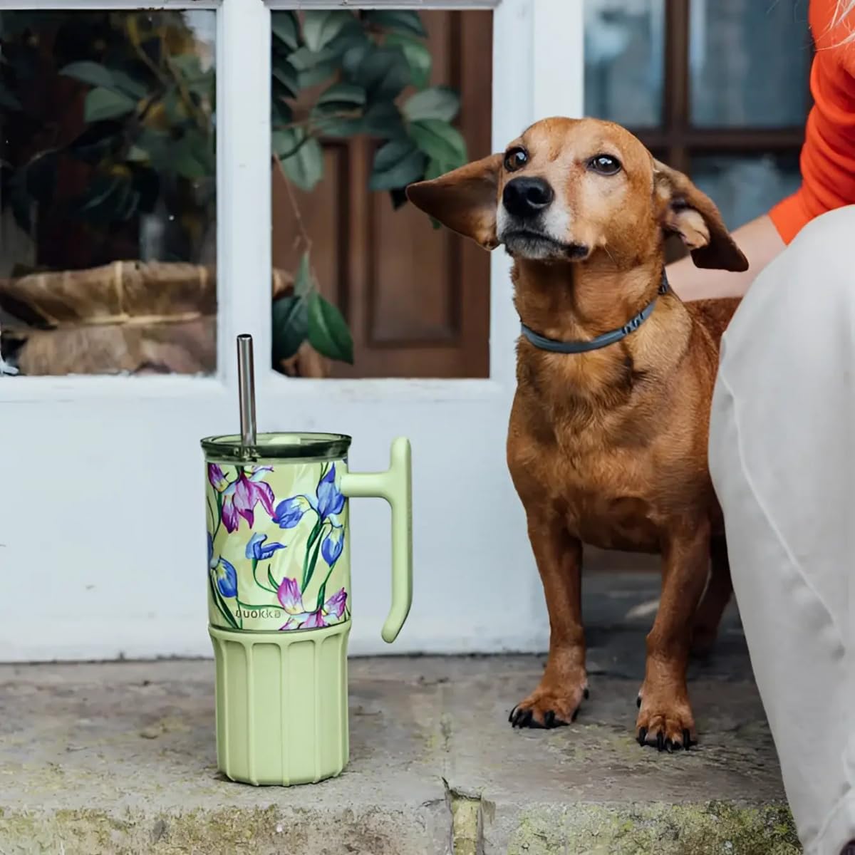 Quokka Umi mug isotherme 720 ml thé vert paille inox