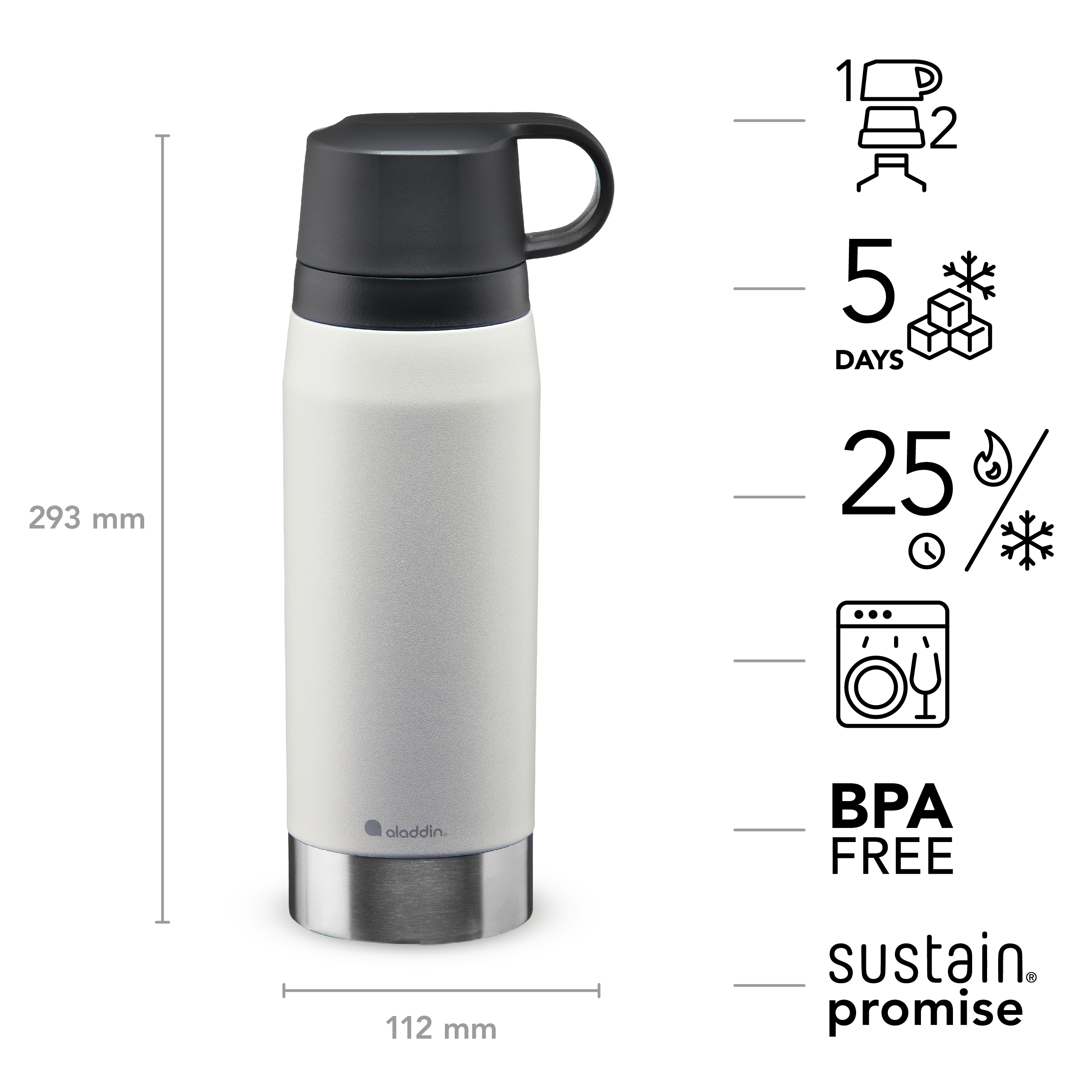 Aladdin CityPark Thermavac 1.1L bouteille isotherme Stone Grey