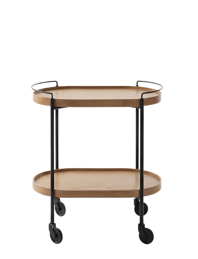 Stelton Hem desserte 65 cm chêne 2 plateaux roulettes