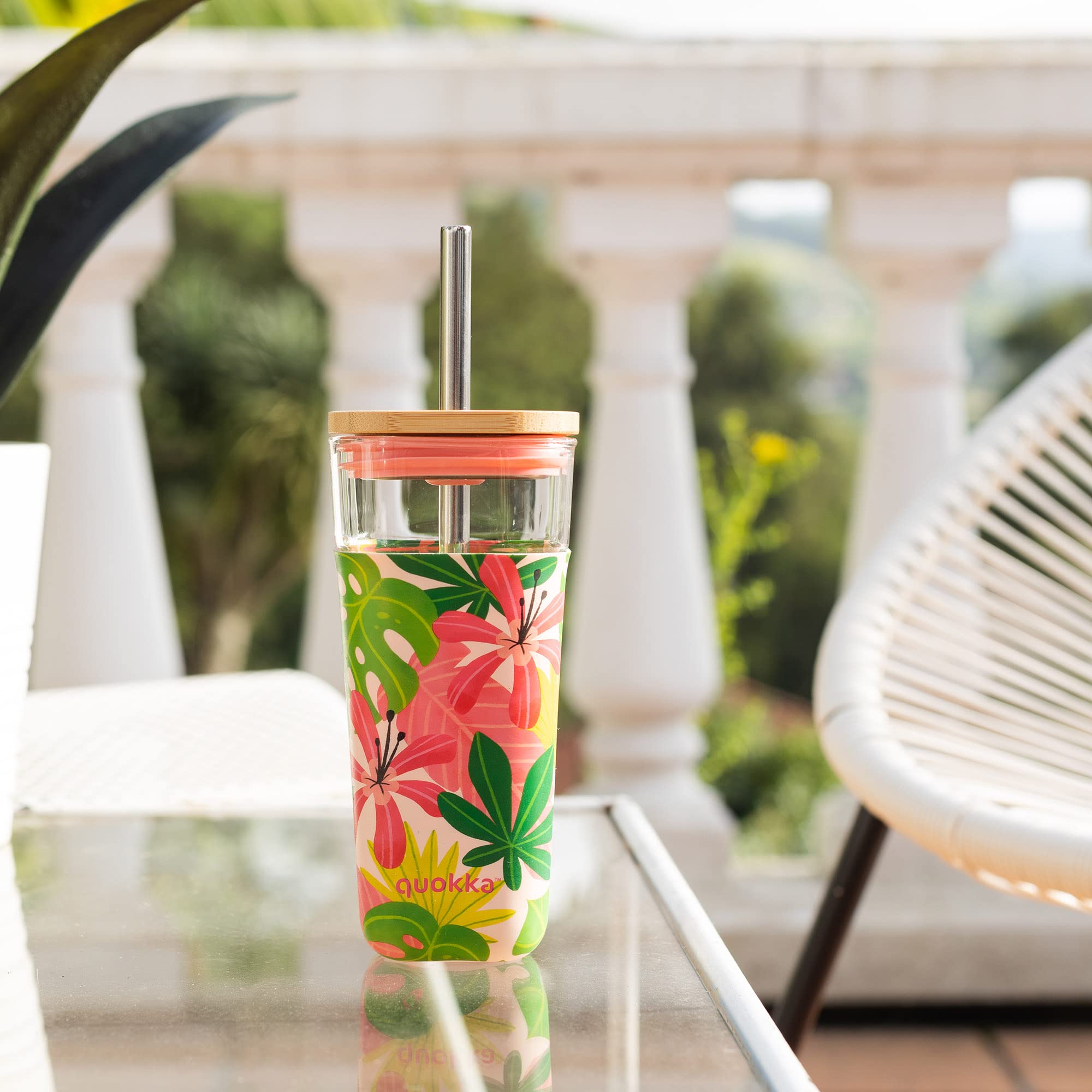 Quokka Liquid Cube Rose Jungle gobelet verre 540 ml