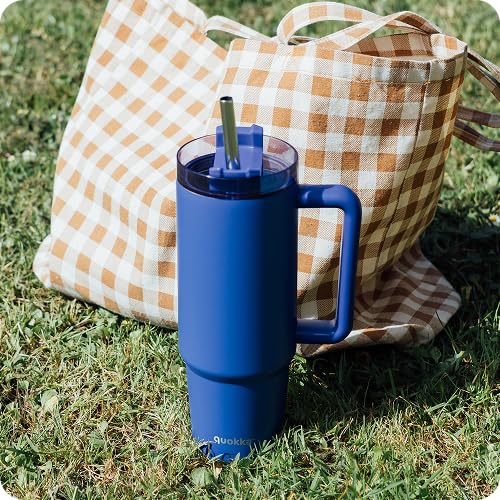 QUOKKA STREAM DUSK BLUE tasse isotherme 950 ml inox paille