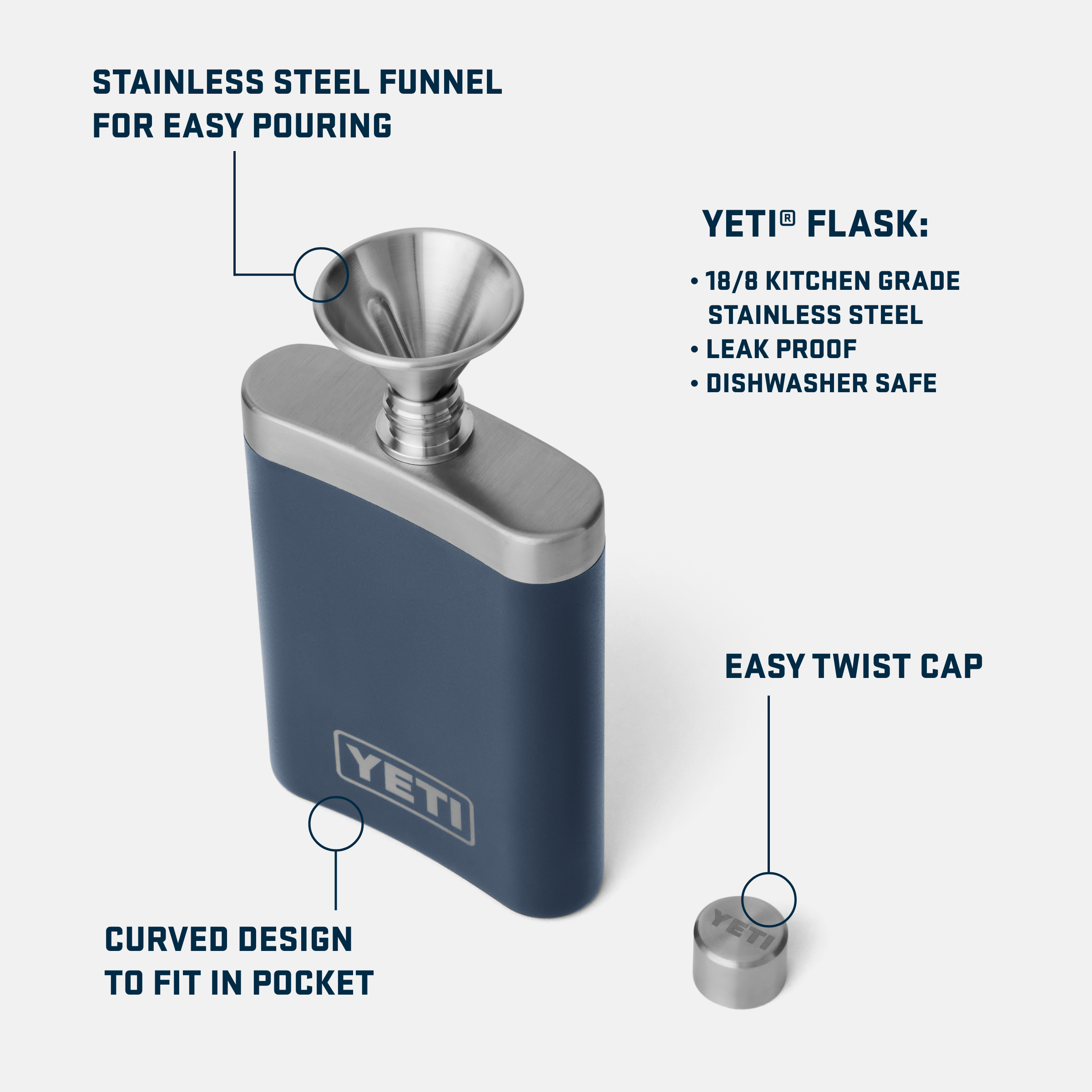 YETI Flask flasque inox 207 ml Navy étanche