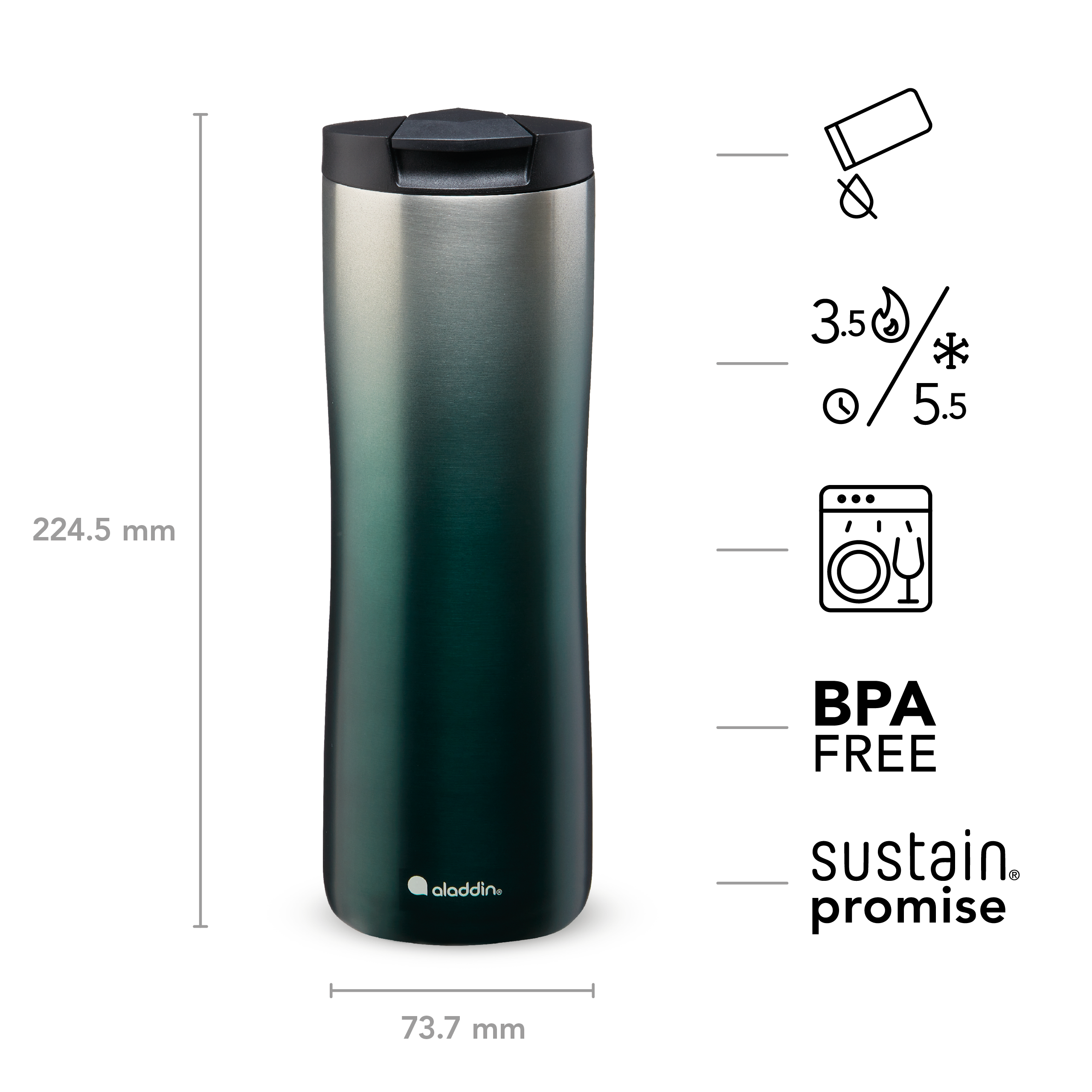 Aladdin Urban Thermavac 0.47L mug isotherme Gradient Green