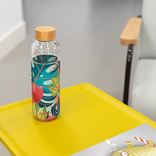 Quokka Flow Tropical gourde verre 660 ml housse silicone