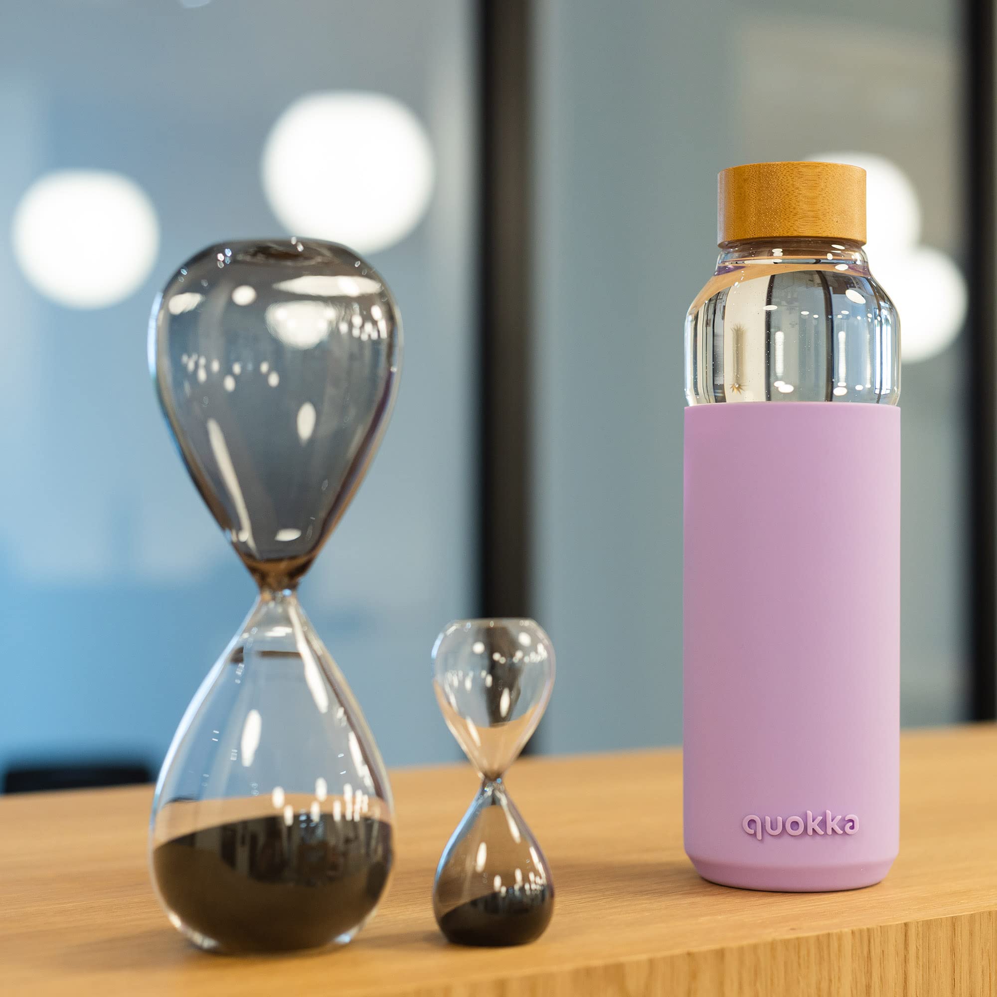 Quokka Flow bouteille verre 660 ml Lilas silicone