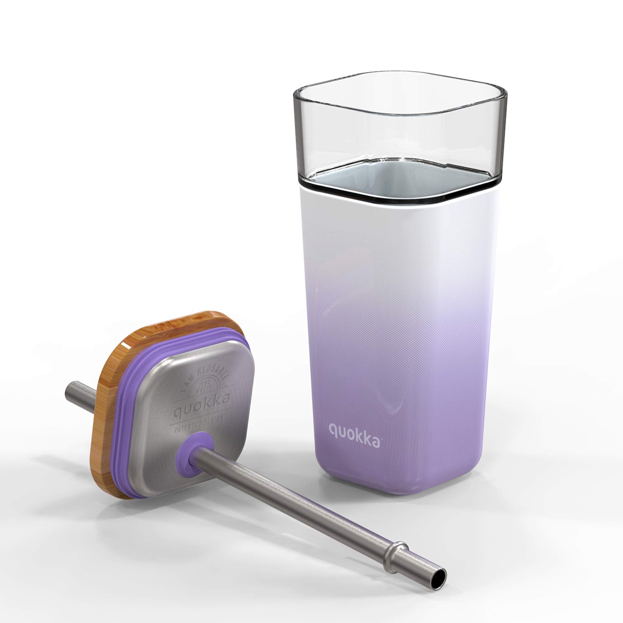 Quokka Liquid Cube verre avec paille Lilac Gradient 540 ml