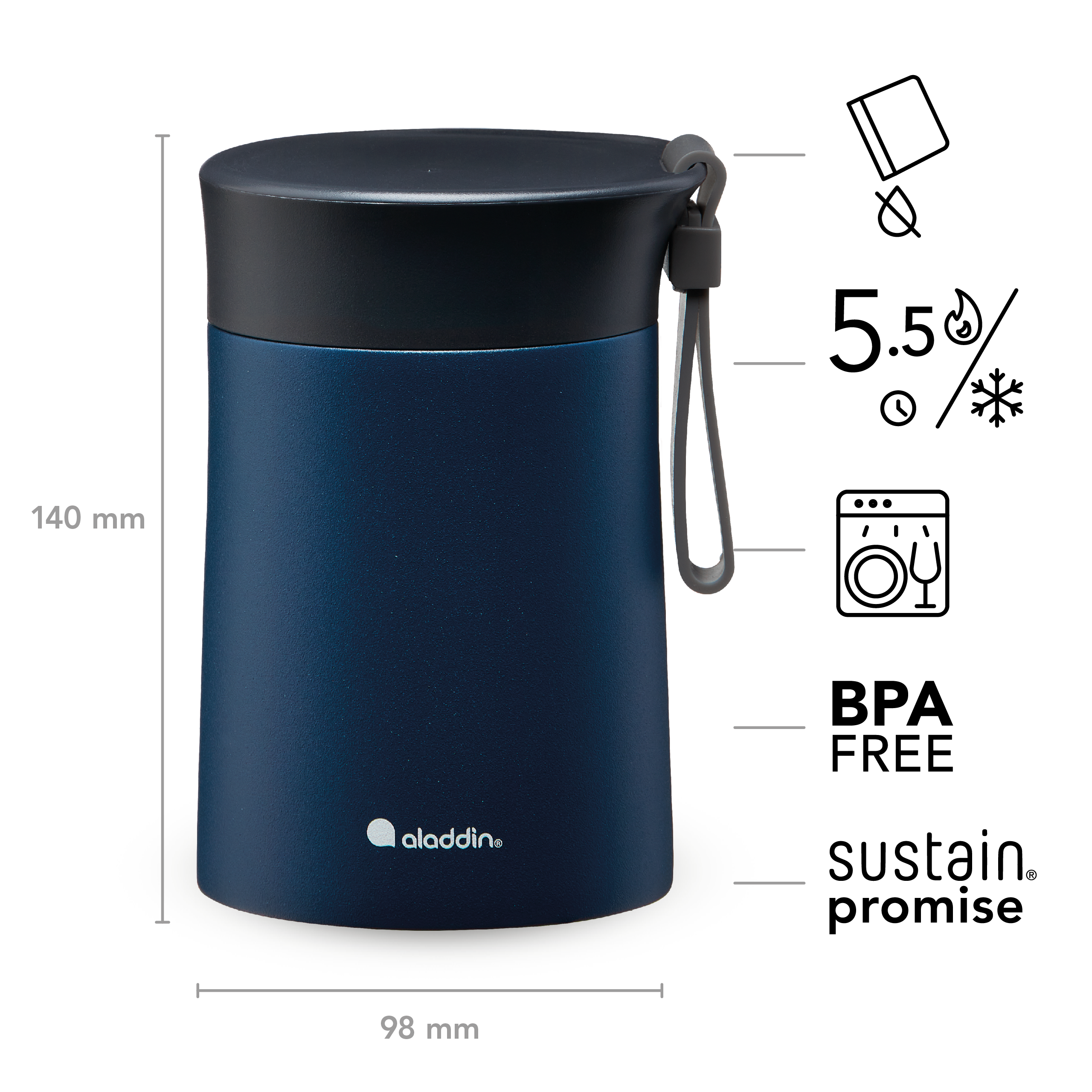 Aladdin Bistro Thermavac 0.4L box isotherme Deep Navy