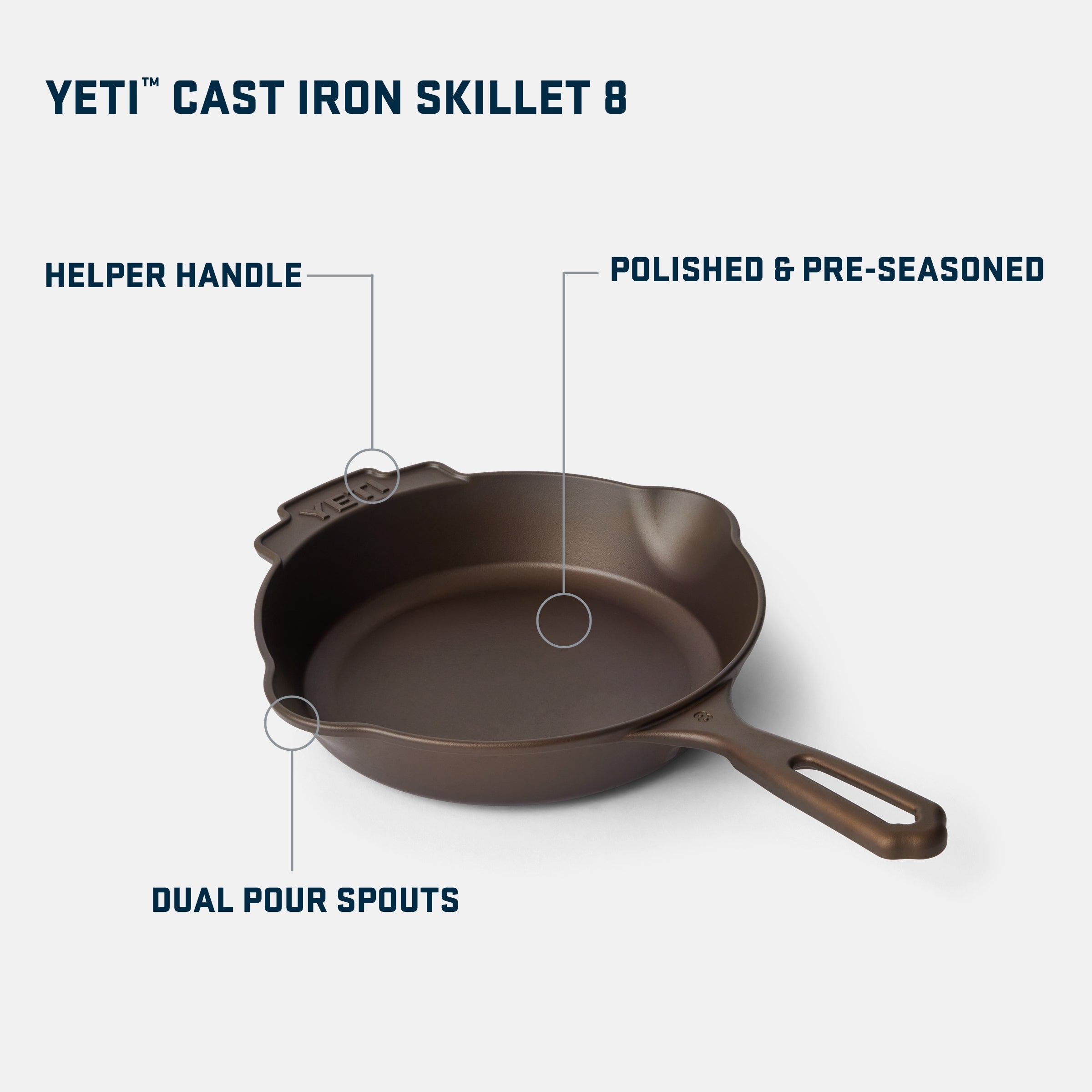 YETI 8 Poêle Fonte Skillet Pré-Culottée