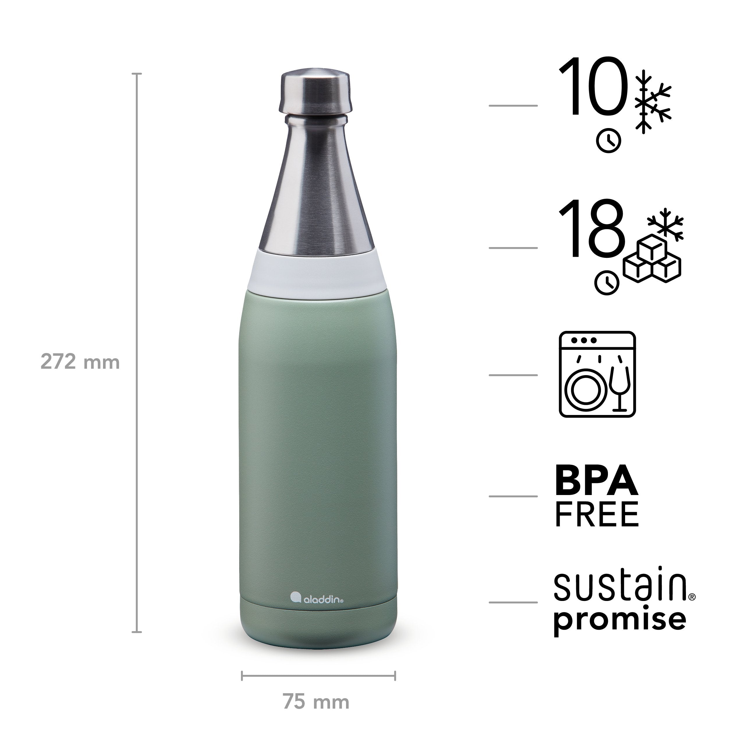 Aladdin Fresco Thermavac gourde isotherme 600 ml vert
